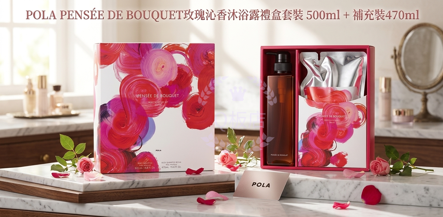 POLA PENSÉE DE BOUQUET玫瑰沁香沐浴露禮盒套裝 500ml + 補充裝470ml