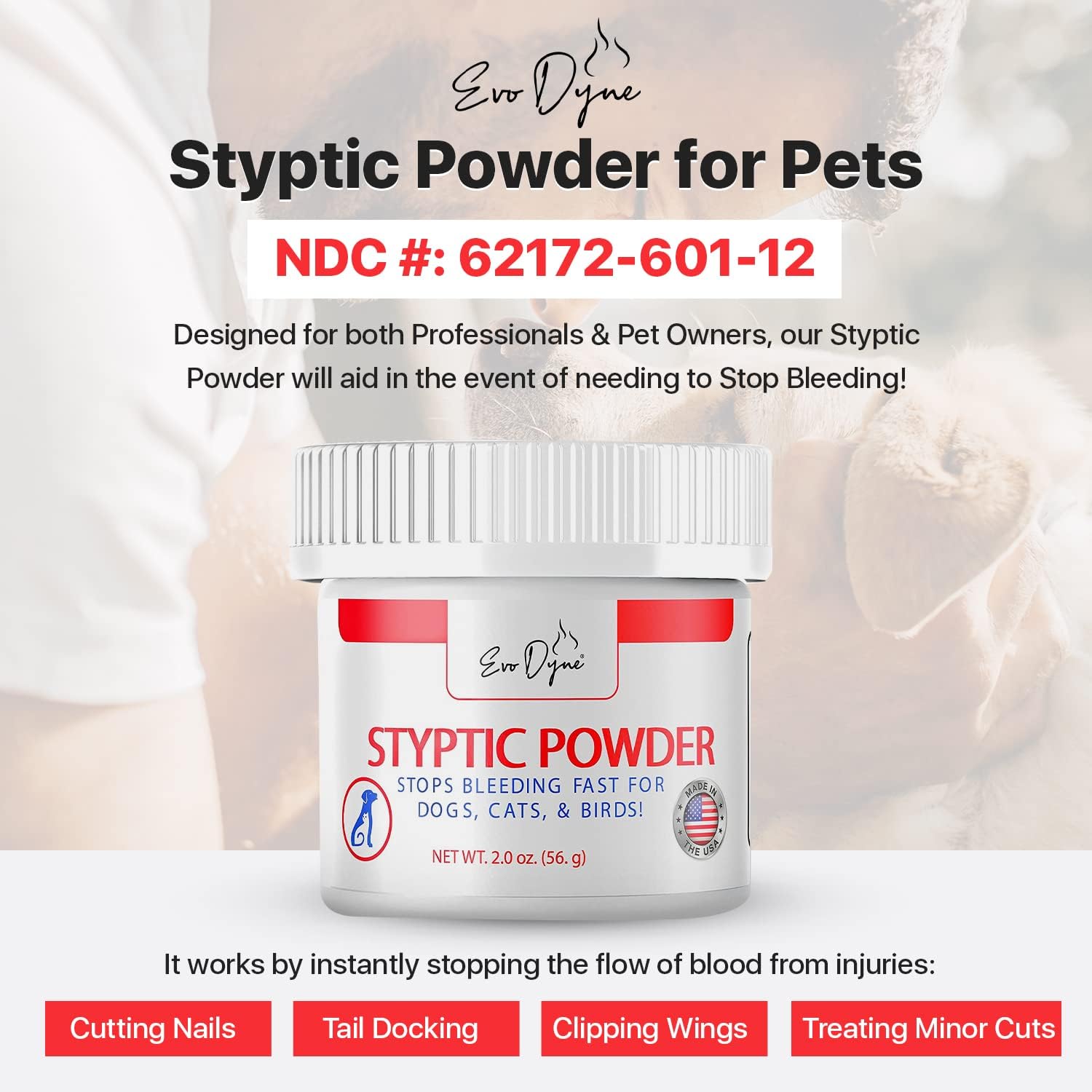 寵物用快速止血粉Styptic Powder for Dogs, Cats, and Birds by Evo Dyne 波子棋寵物用品商店