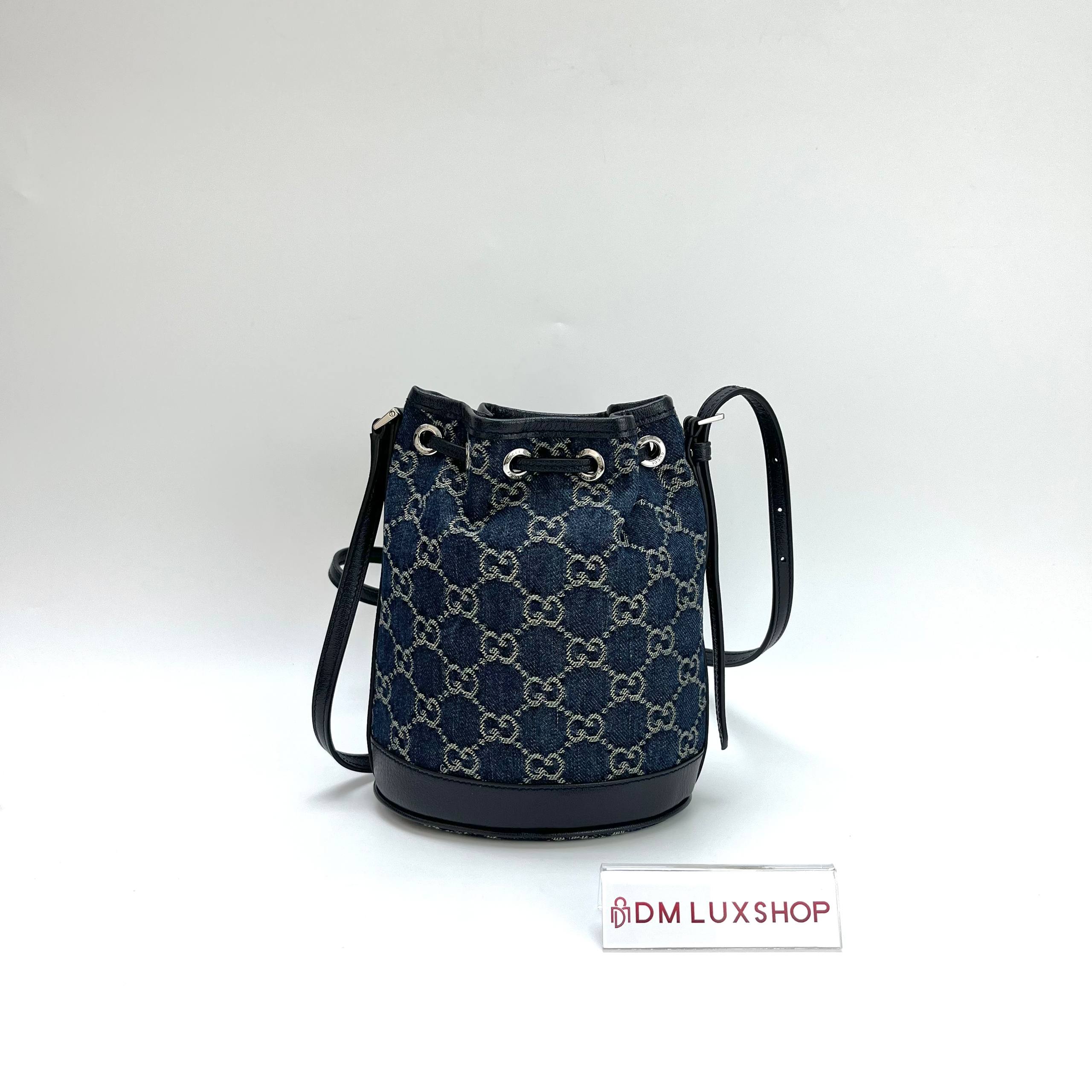 Gucci Blue Denim Mini Bucket Bag SHW
