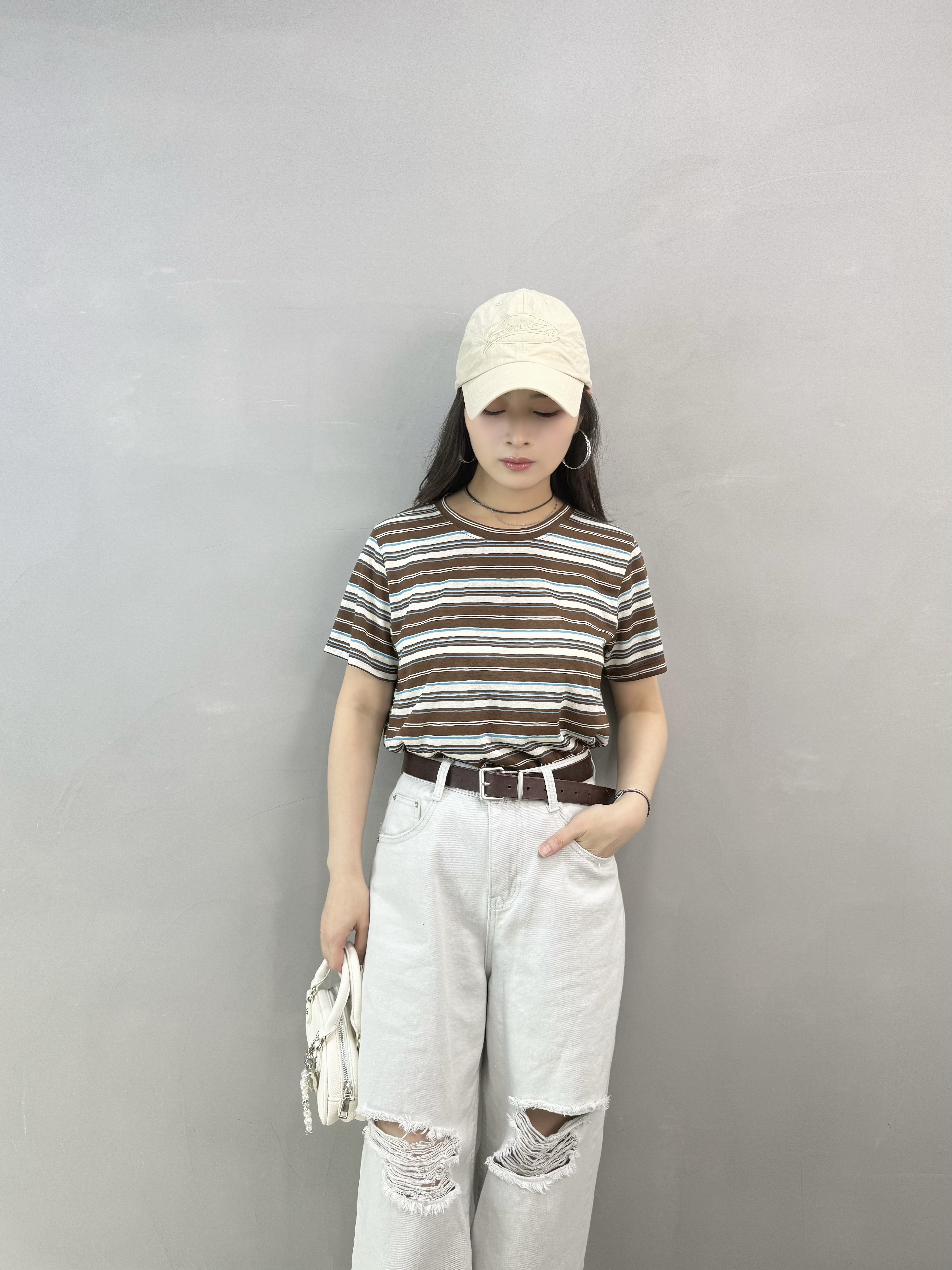 W75 拼色橫間涼爽Tee