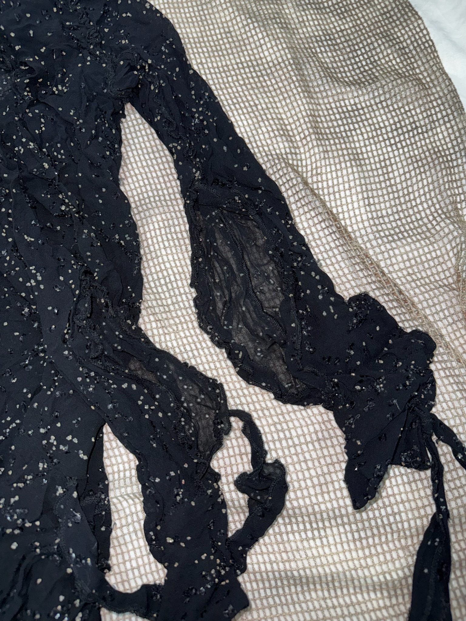 Sparkling Speckled Mesh Ruffle Blouse