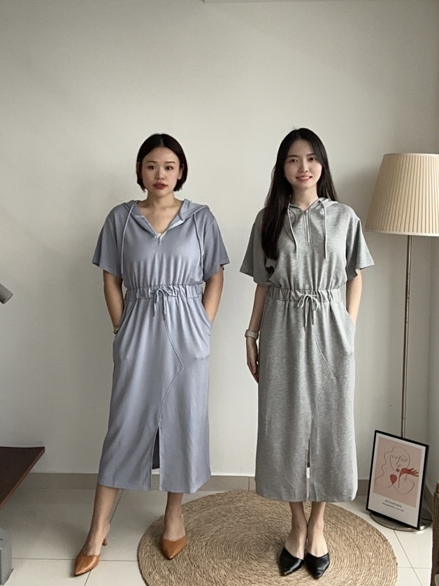 D2343 Casual Hoodie Dress - 4 Colors 