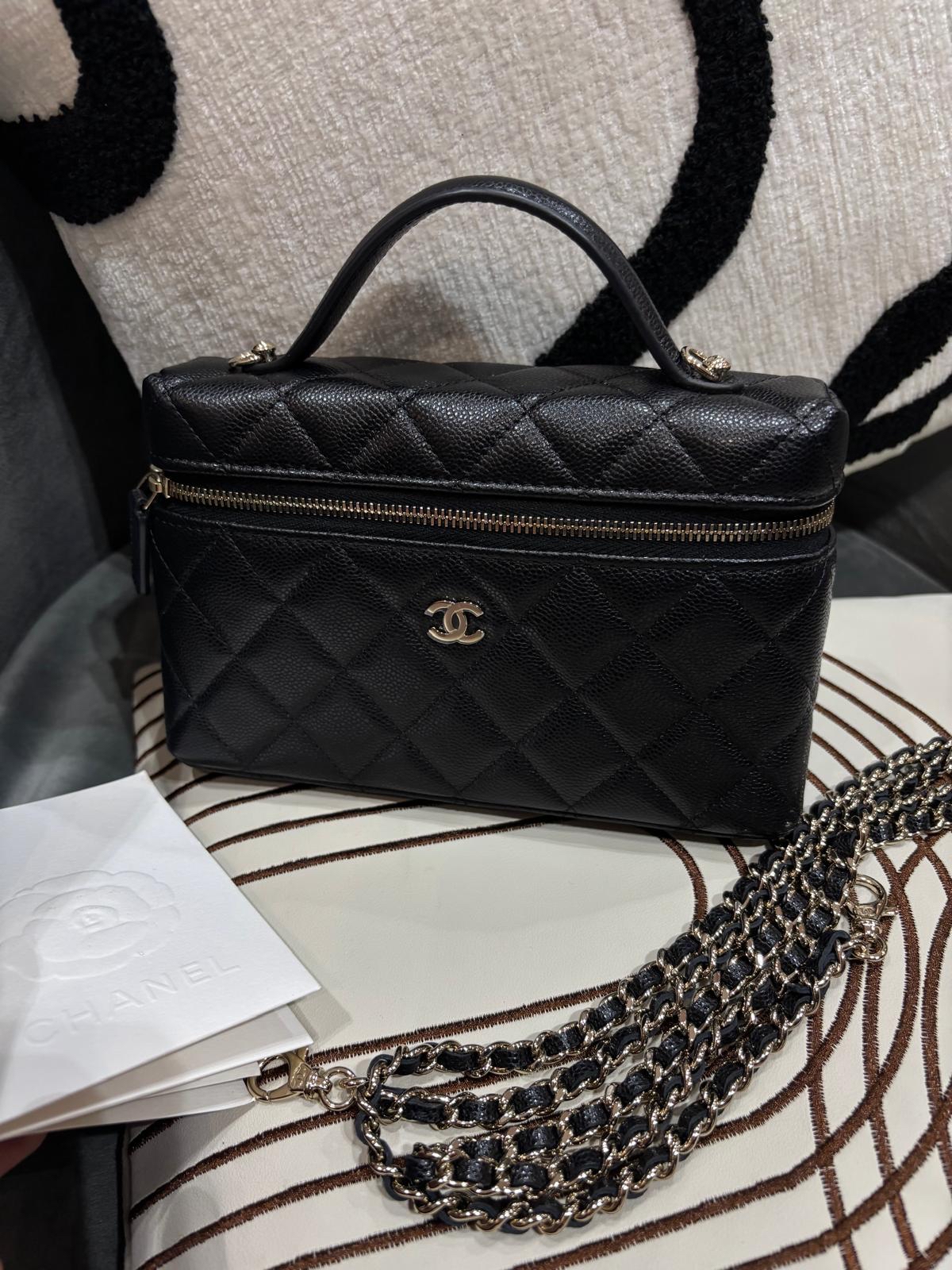 全新 Chanel AP4385 top handle vanity 黑色荔枝牛皮，100%AUTHENTIC,全新未使用品  ✅收據✅晶片✅塵袋