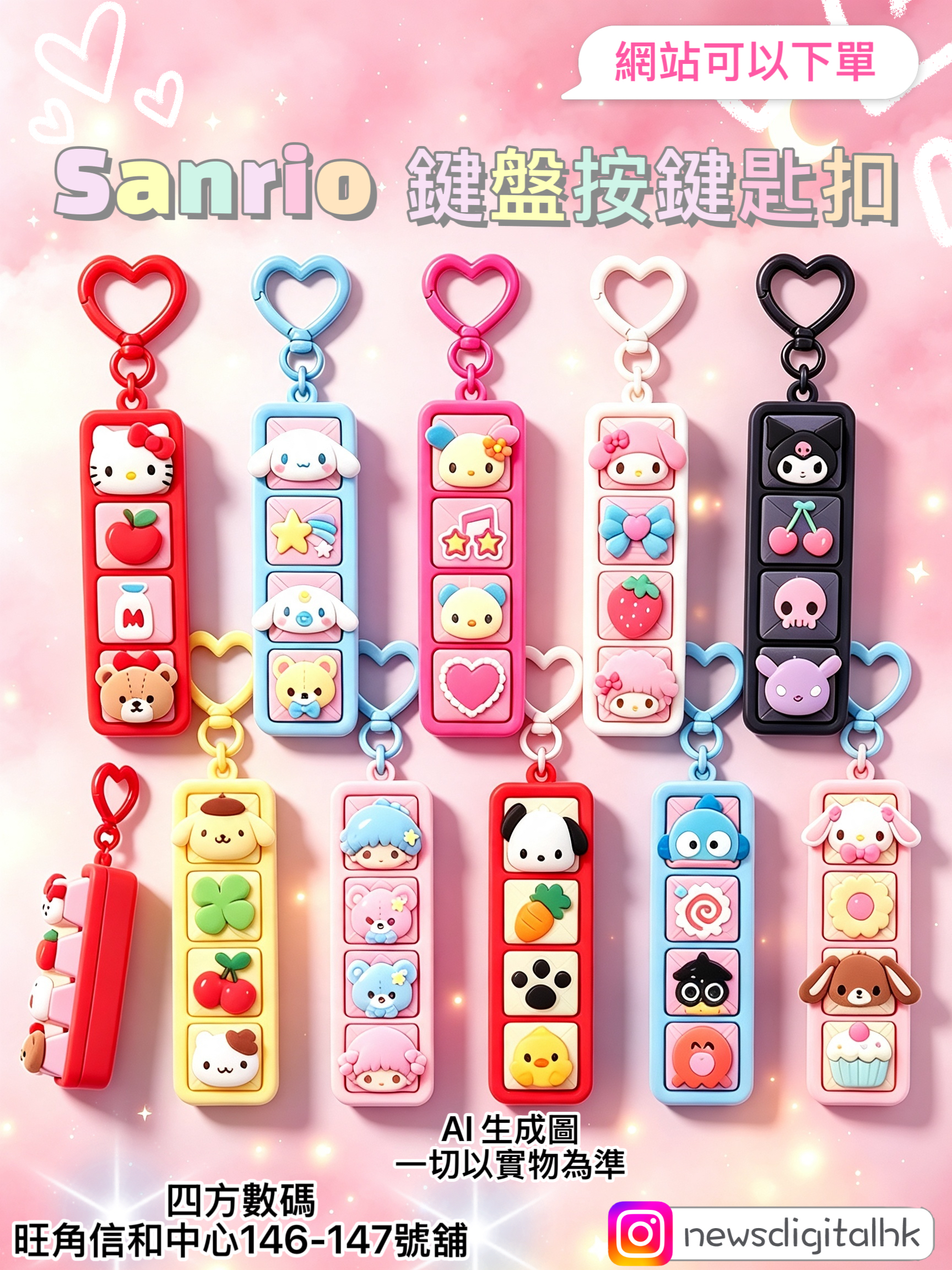 [4月尾到貨]新款 Sanrio 鍵盤按鍵匙扣