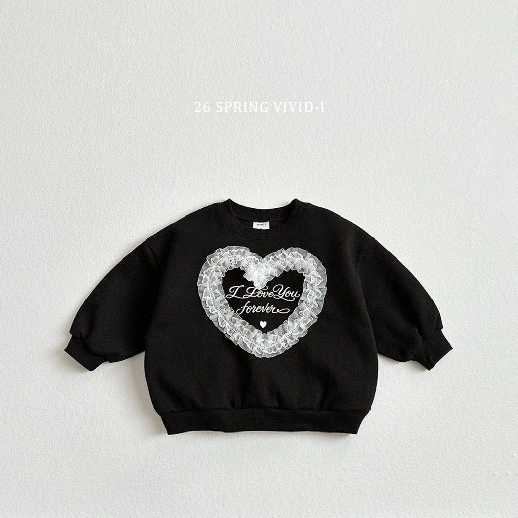 🌸預訂 韓國直送🌸🇰🇷VIVIDI四色心形蕾絲字母印花寬鬆衛衣