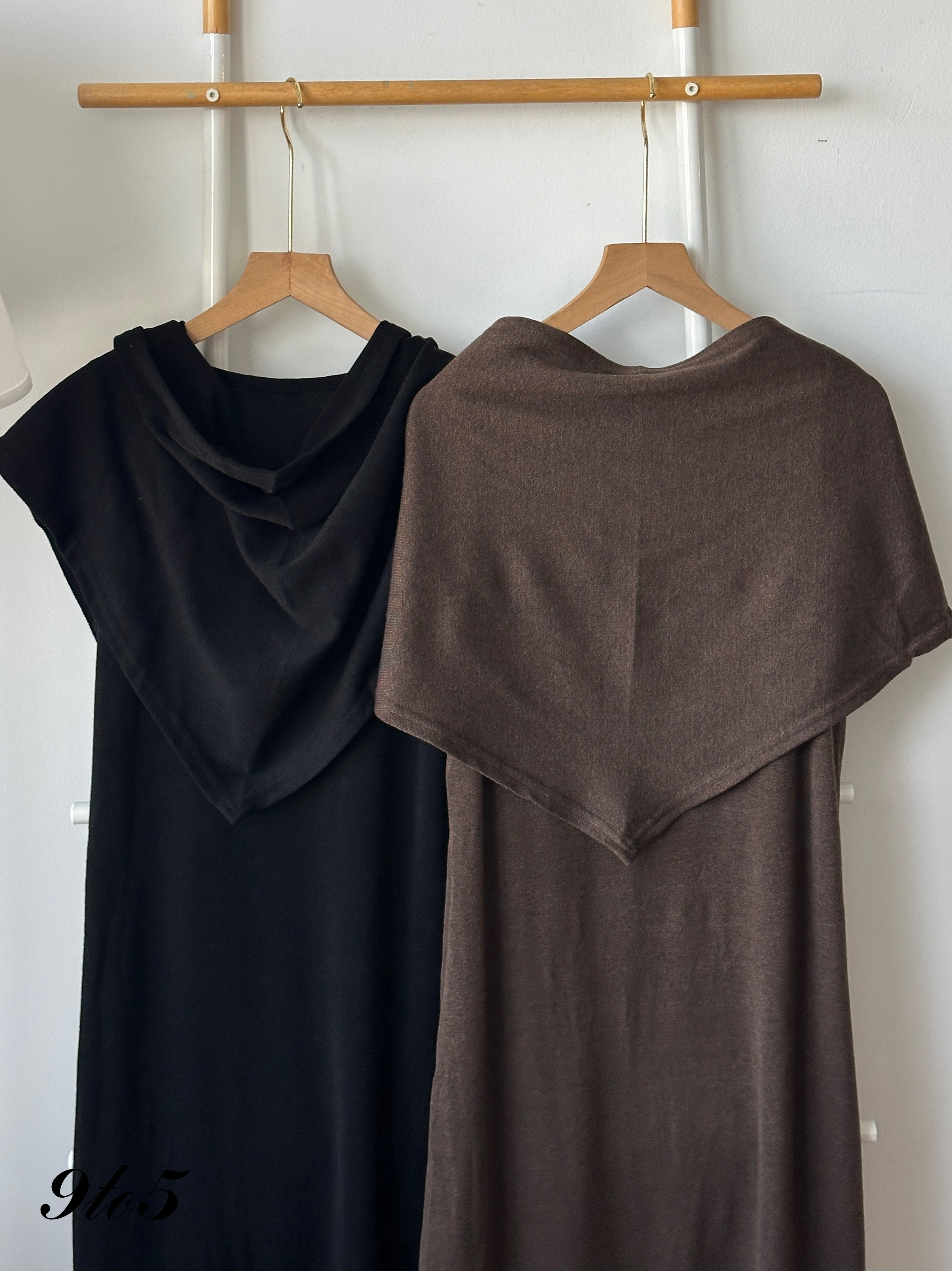 D2359 Sleeveless Long Dress - Black & Brown