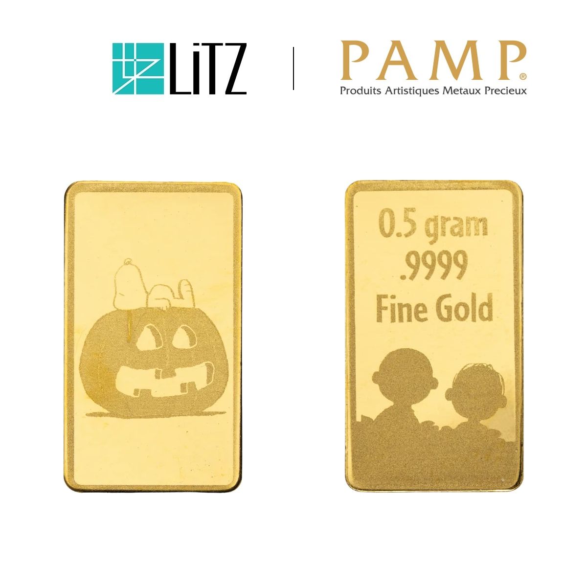 [0.5 g] LITZ Peanuts Great Pumpkin Charlie Brown 60th Anniversary Limited Edition Gold Bar (999.9) PG090