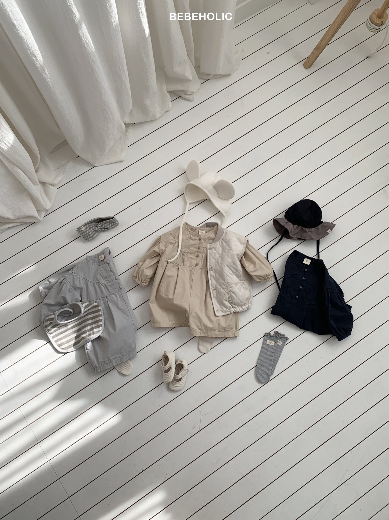 🌸預訂 韓國直送🌸🇰🇷BEBEHOLIC三色簡約寬鬆長袖連身褲