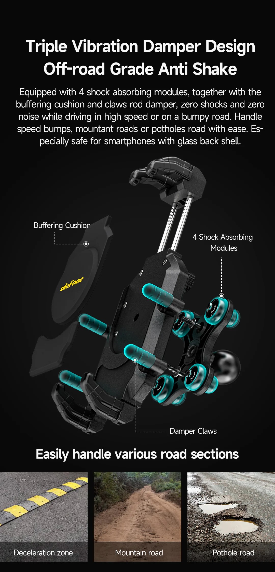 Ulefone Armor Mount Pro AM01 薄款 360° 旋轉自行車支架 Universal Handlebar Phone Mount