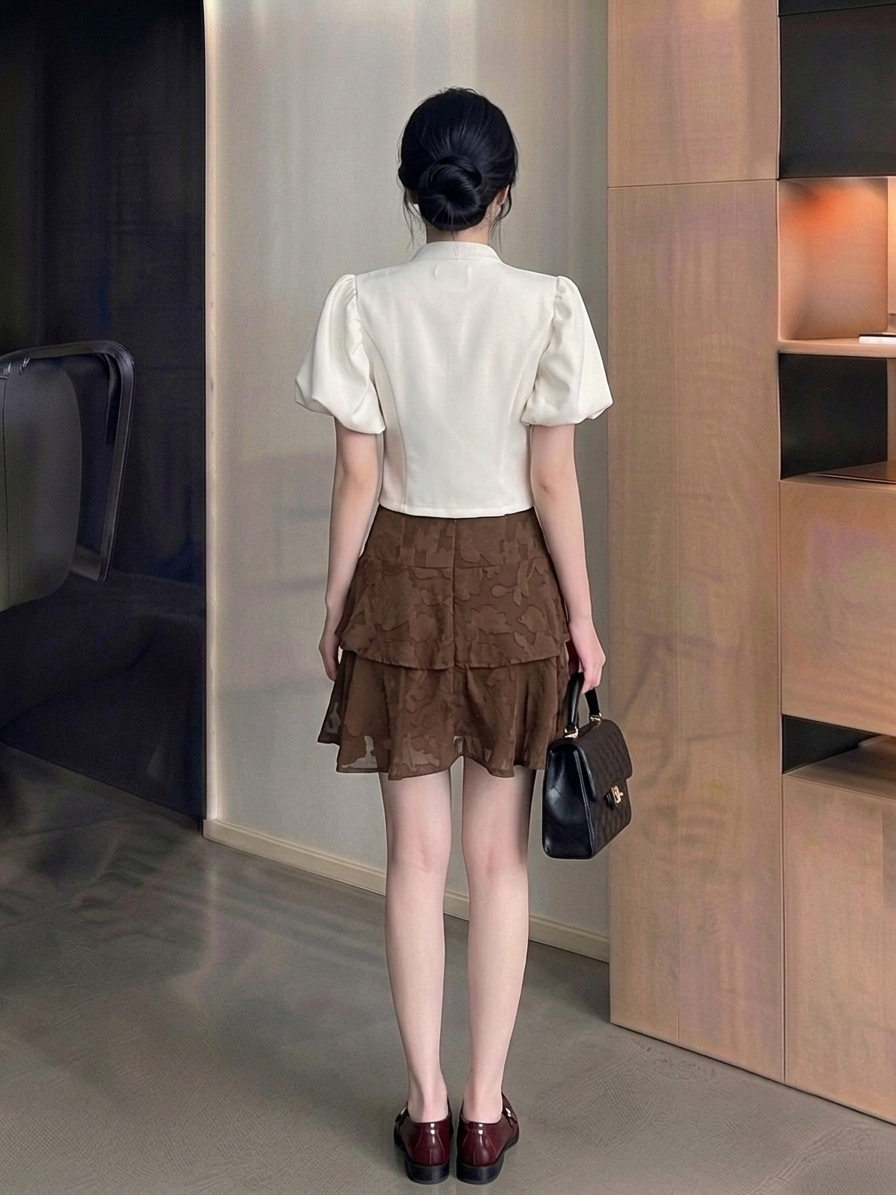 Textured  ruffle skirt M238