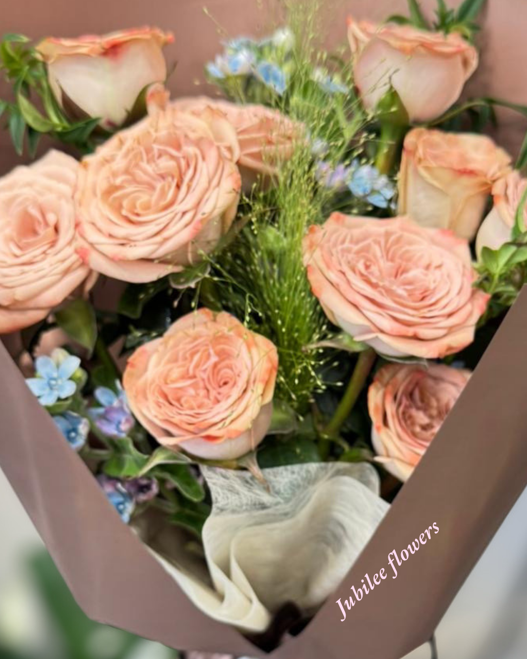 復古奶茶色 卡布奇諾玫瑰花束