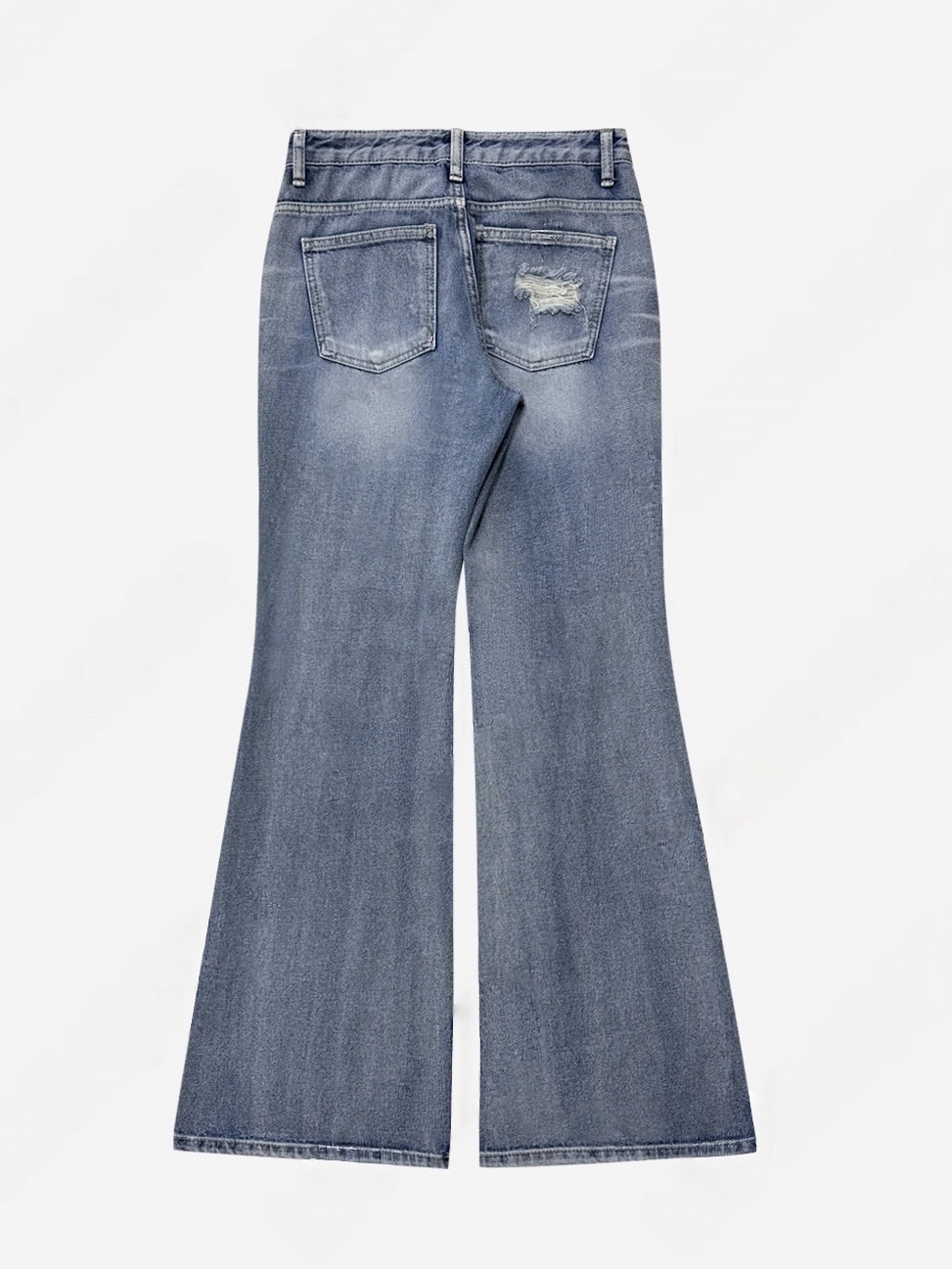 Washed Distressed Flare Jeans