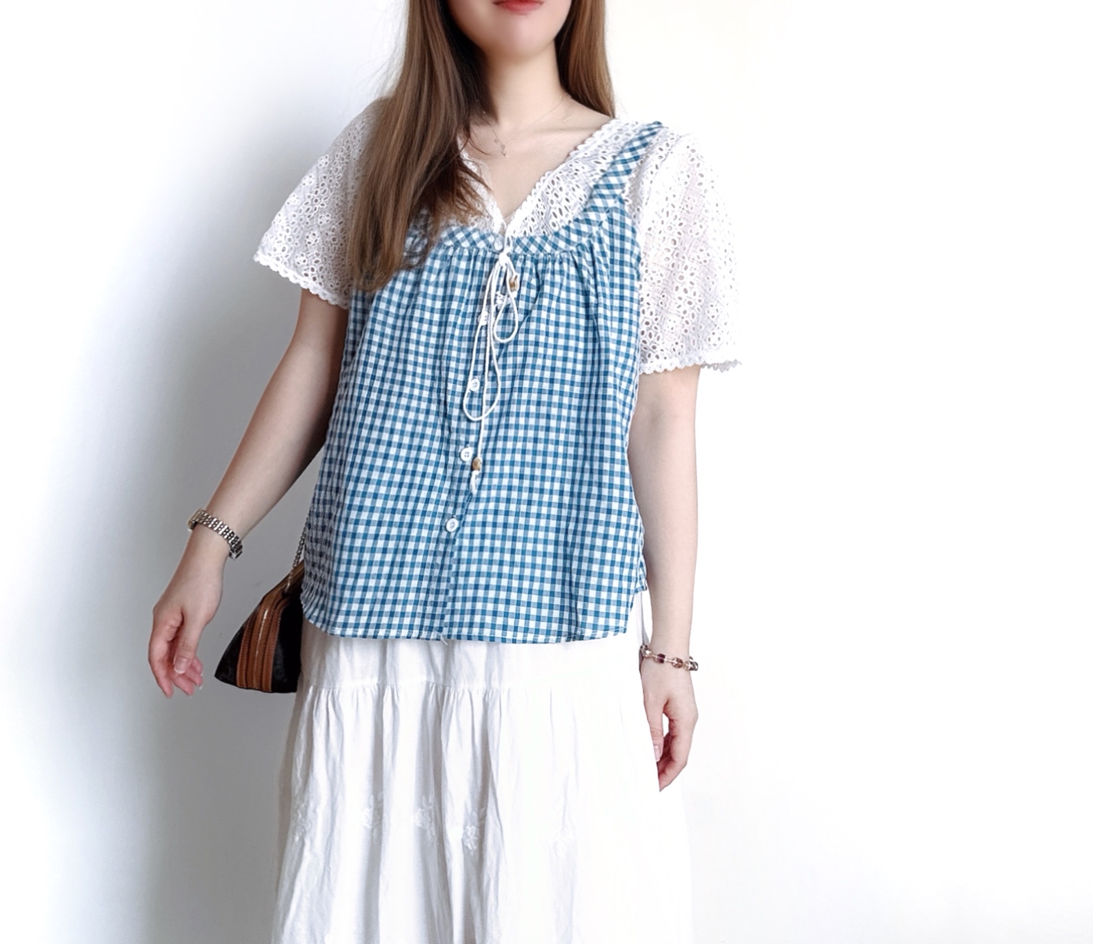 🌼初春優惠🍀 假兩件吊帶格仔Top