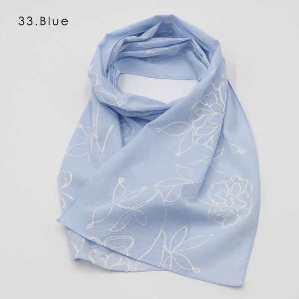 日本進口Lune Jumelle花朵刺繡防UV輕薄圍巾