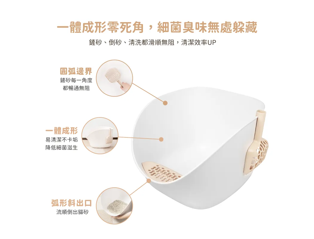 汪喵星球 專利小白鯨砂盆 奶茶杏/湖水藍