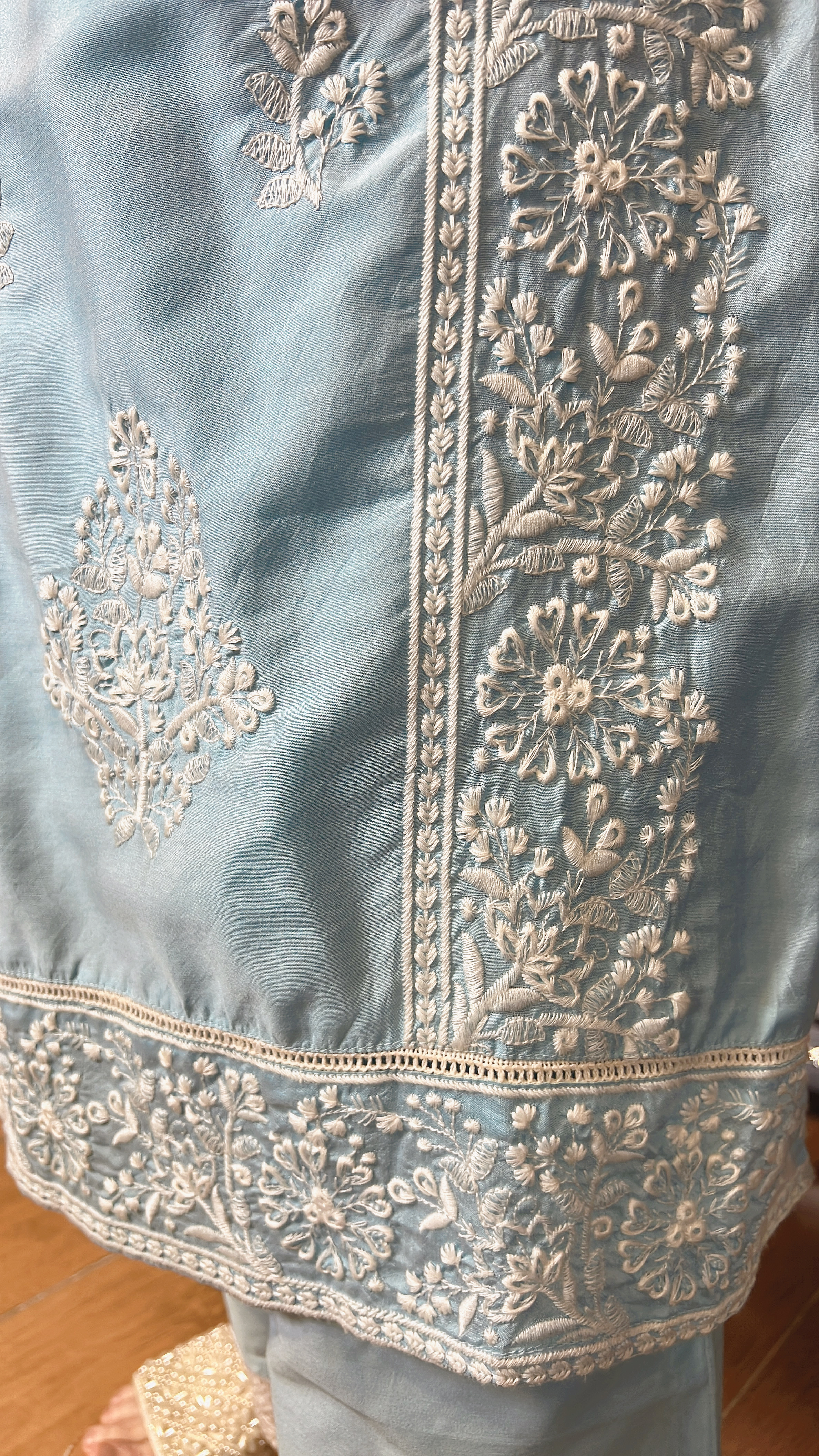 Icy Blue Emb. Kurta #1075