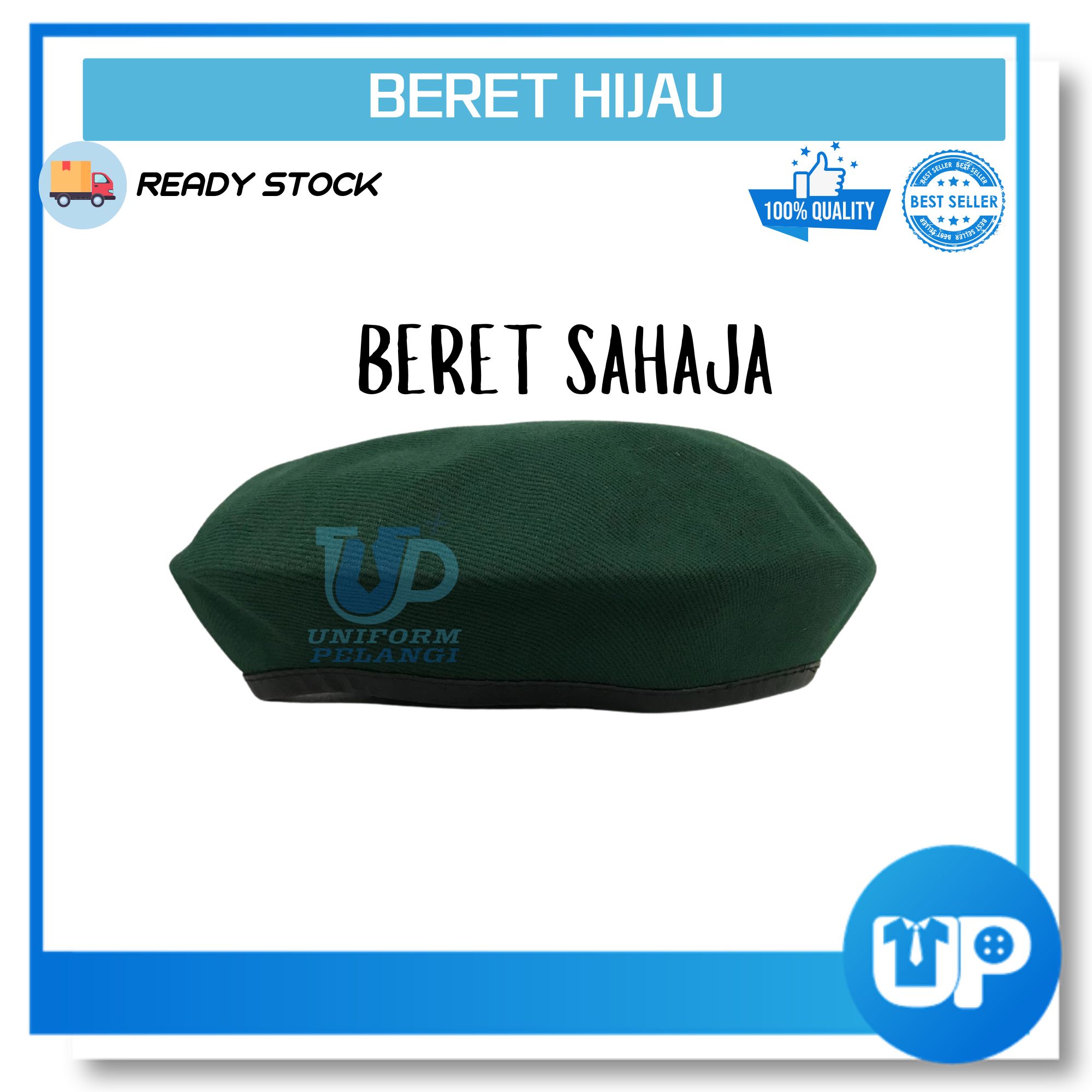 Beret Kosong Kadet Sekolah Kokurikulum Topi Sahaja Pengakap Bomba Kaspa BSMM KRS TKRS Hijau Oren Maroon Biru tua Hitam