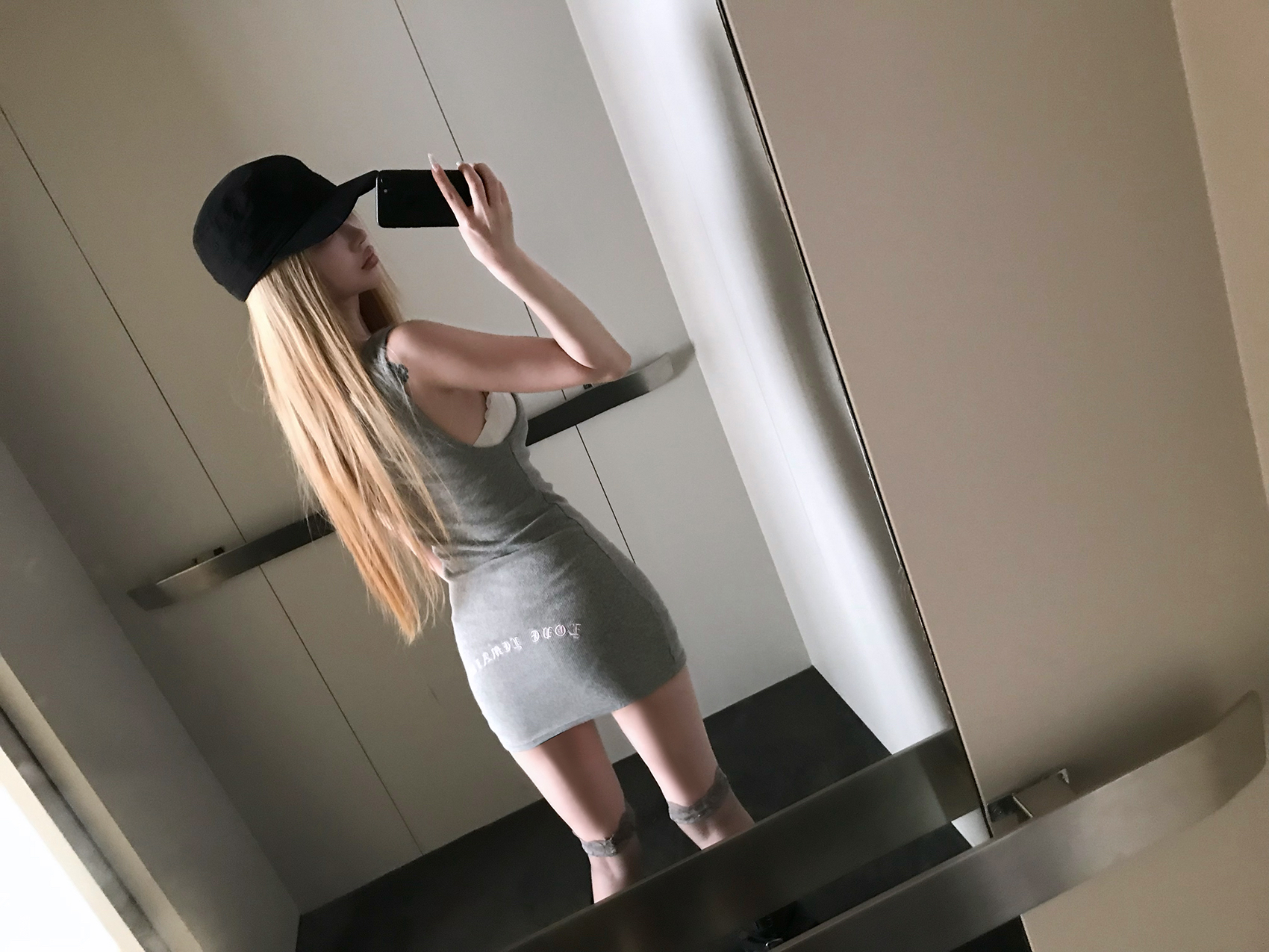 Gothic Lettering Ribbed Tank Dress