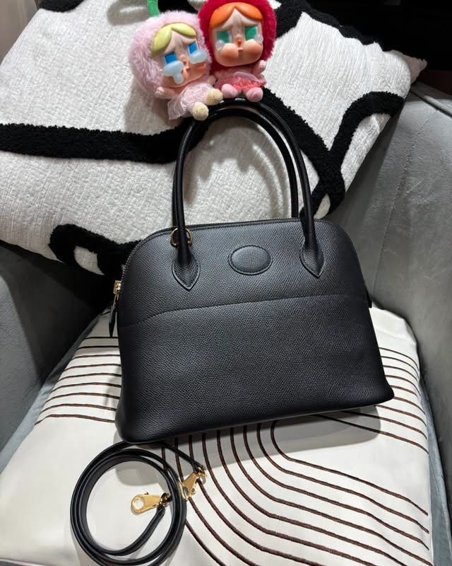 Hermes bolide 27,黑色牛皮金扣 STAMP D  100%Authentic ,99%new ✅肩帶全新未使用✅dust bag✅box 