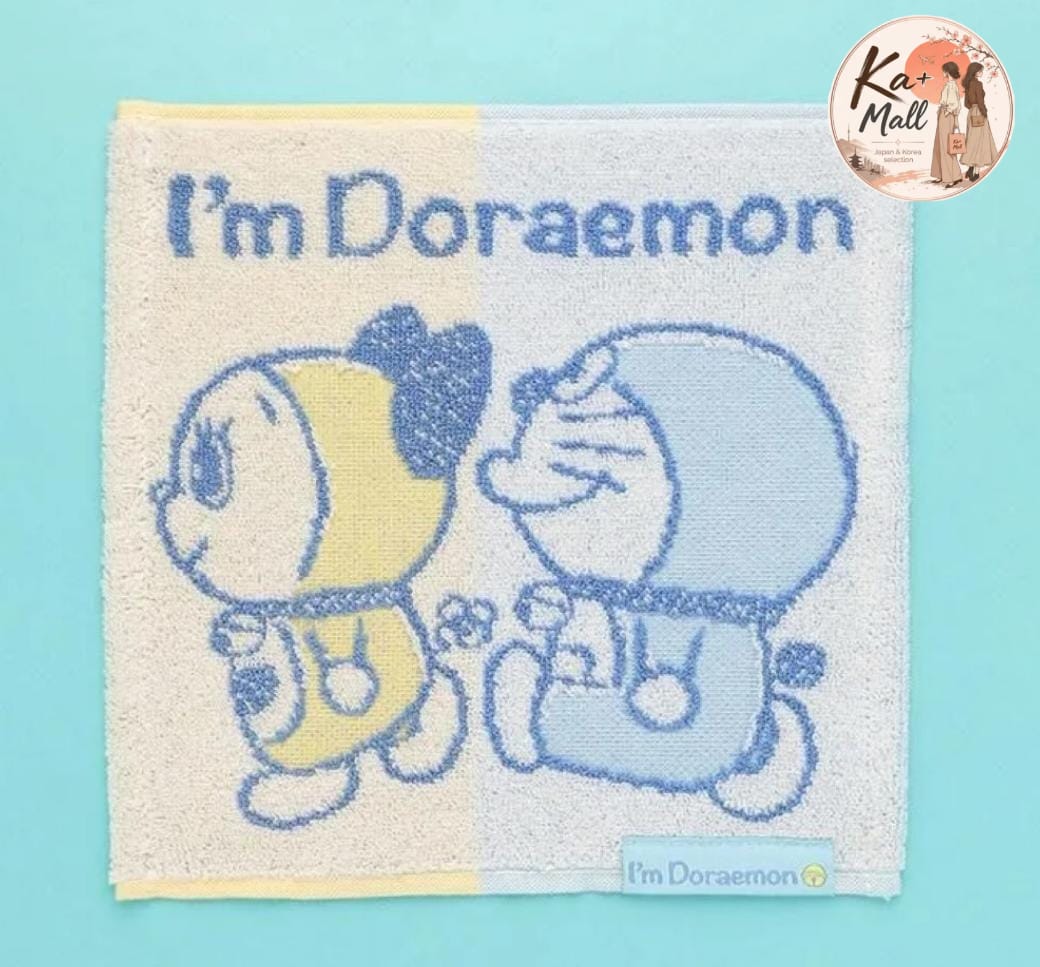 多啦A夢與哆多美可愛圖案小方巾 "I'm Doraemon" 吸水柔軟手巾