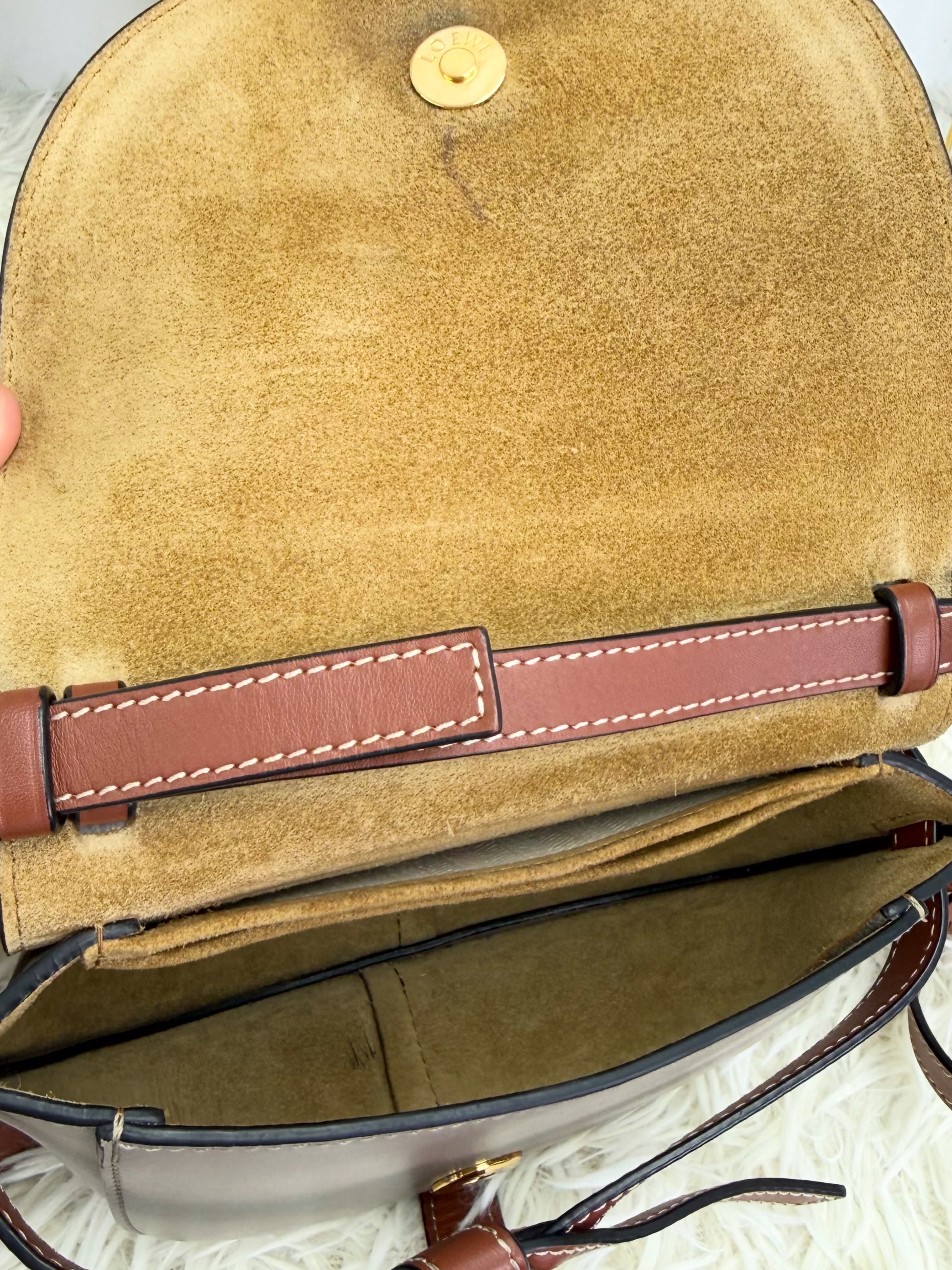 Loewe👜 PRE OWNED 🛍️啡色拼色 mini gate🤎
