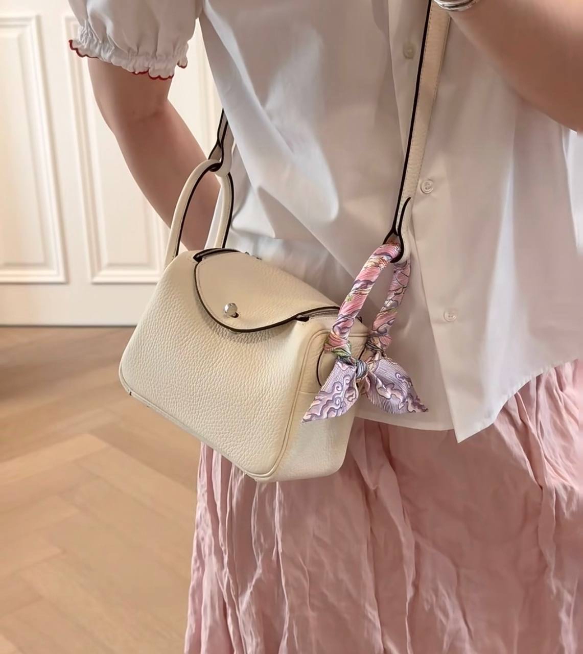 Mini Lindy II SO CREAM 新奶油白銀扣 TC K STAMP   