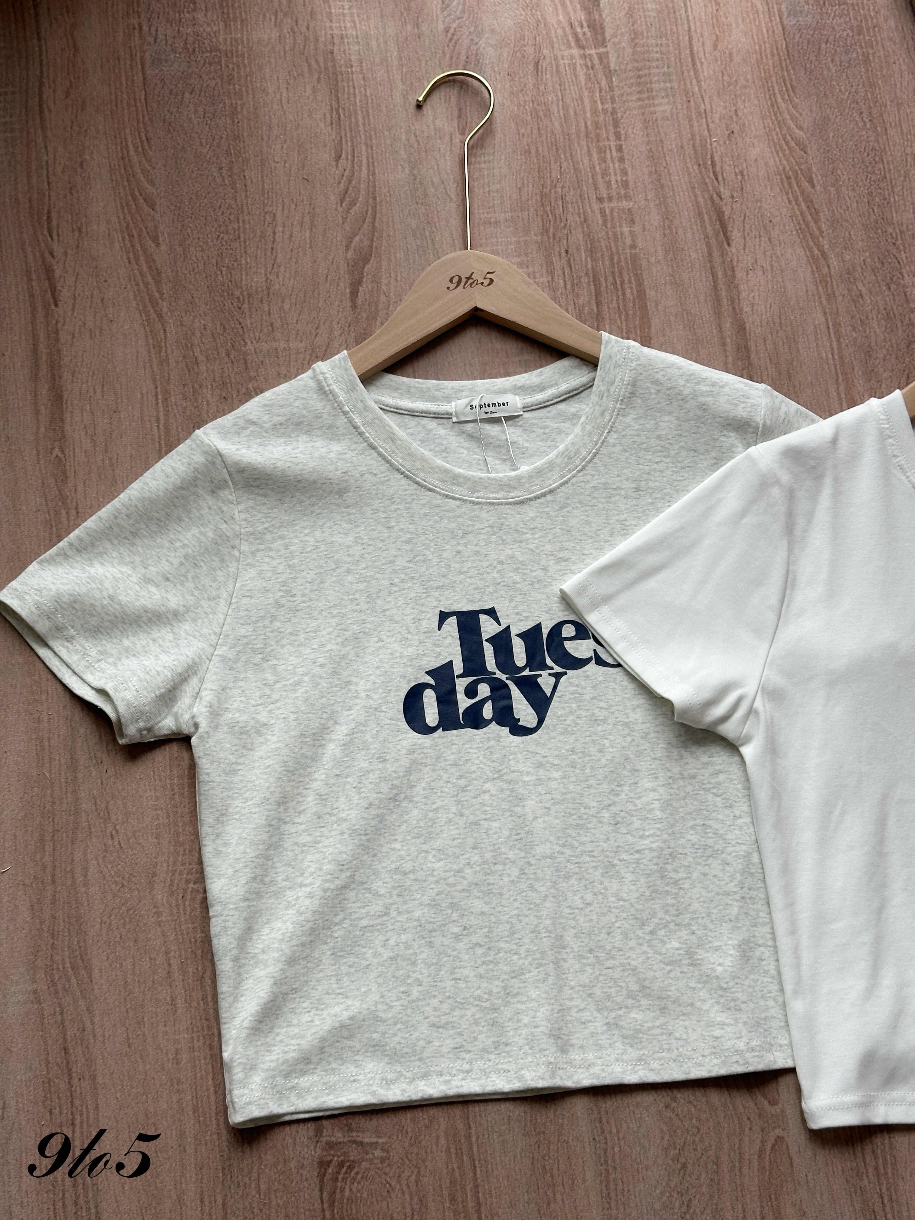 T4371 Printed Wording Crop Tee - 4 Colors 