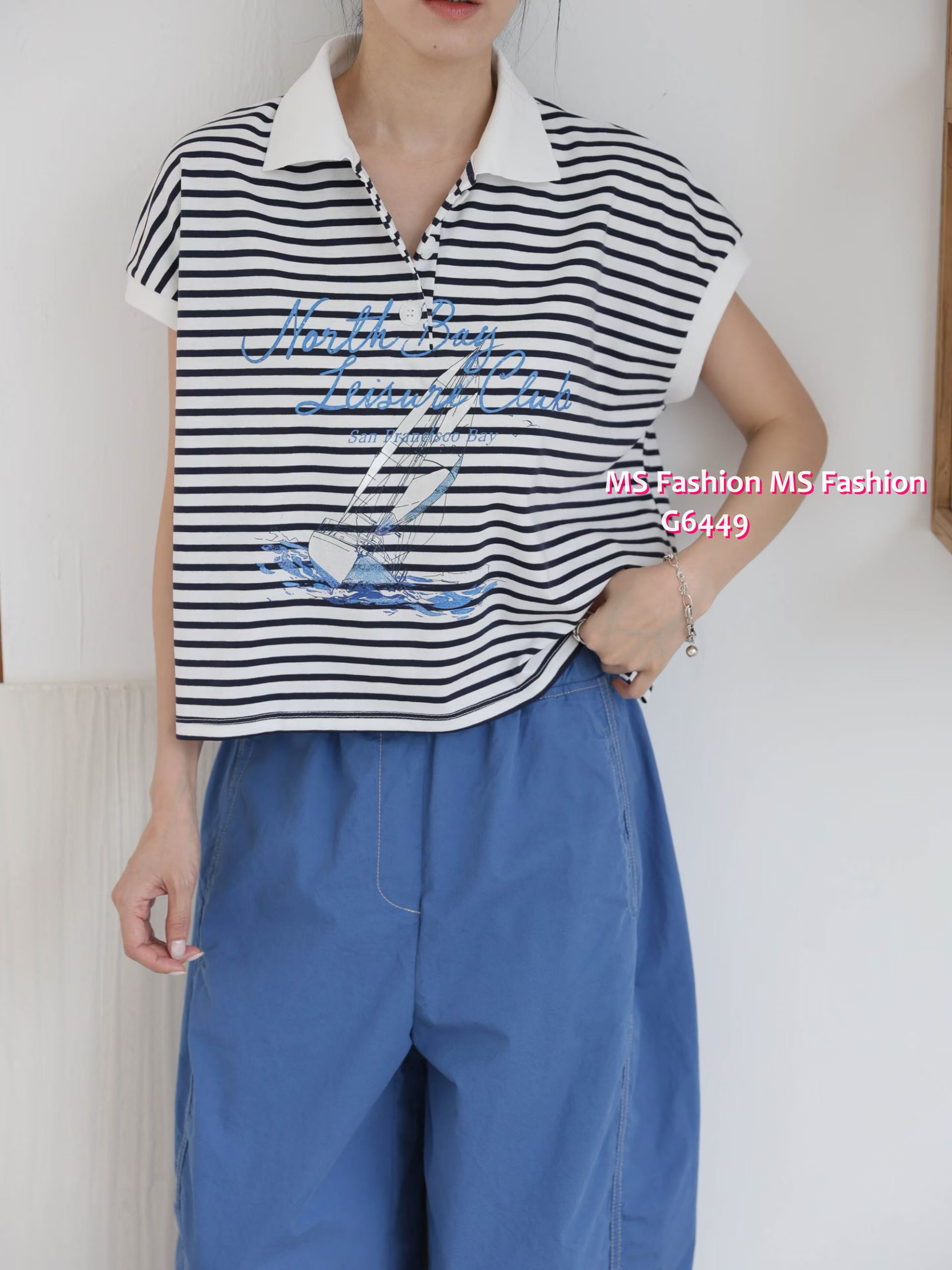 G6449 靚print橫間polo恤