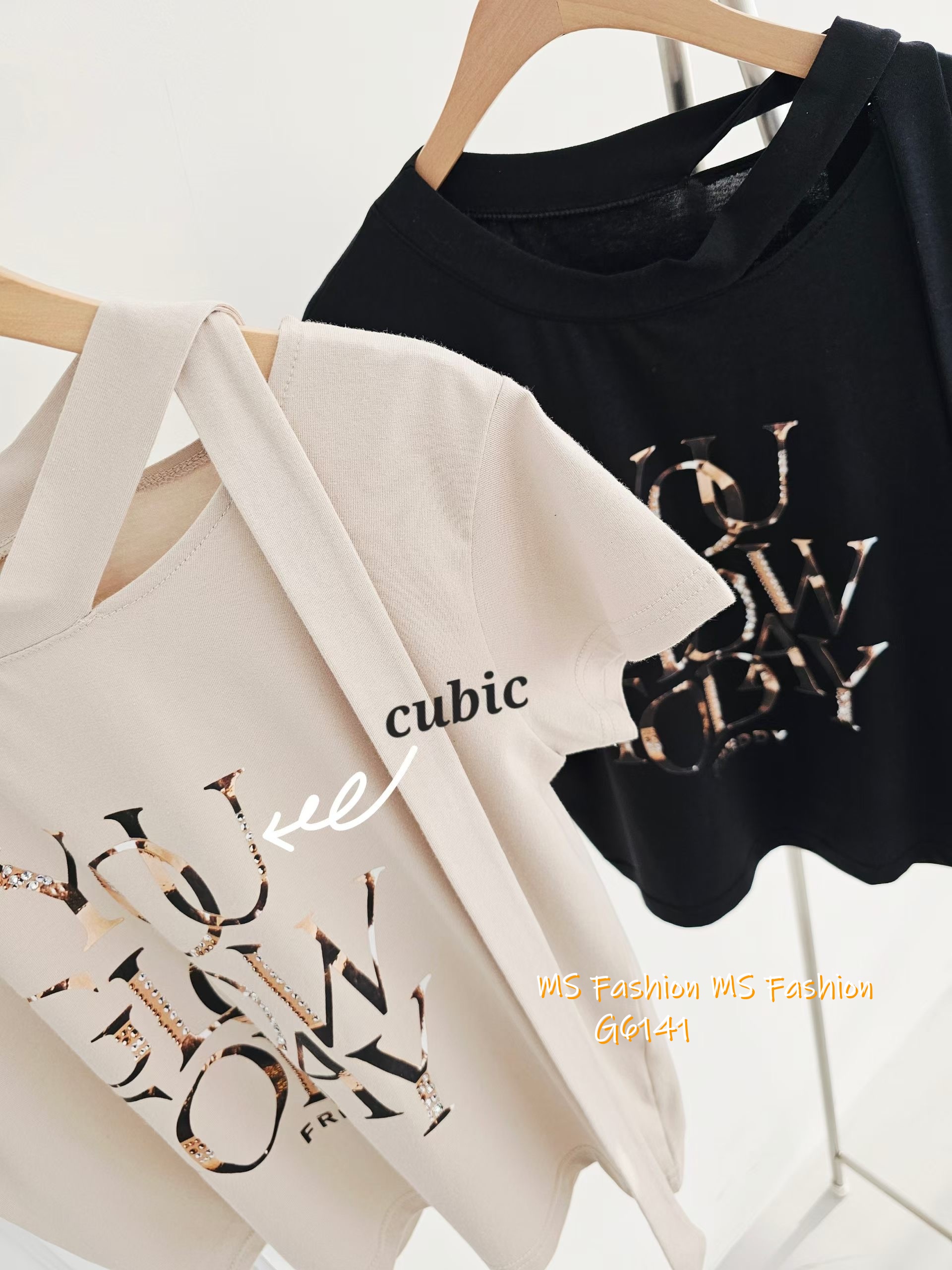 G6141 韓國🇰🇷型格字母閃石top