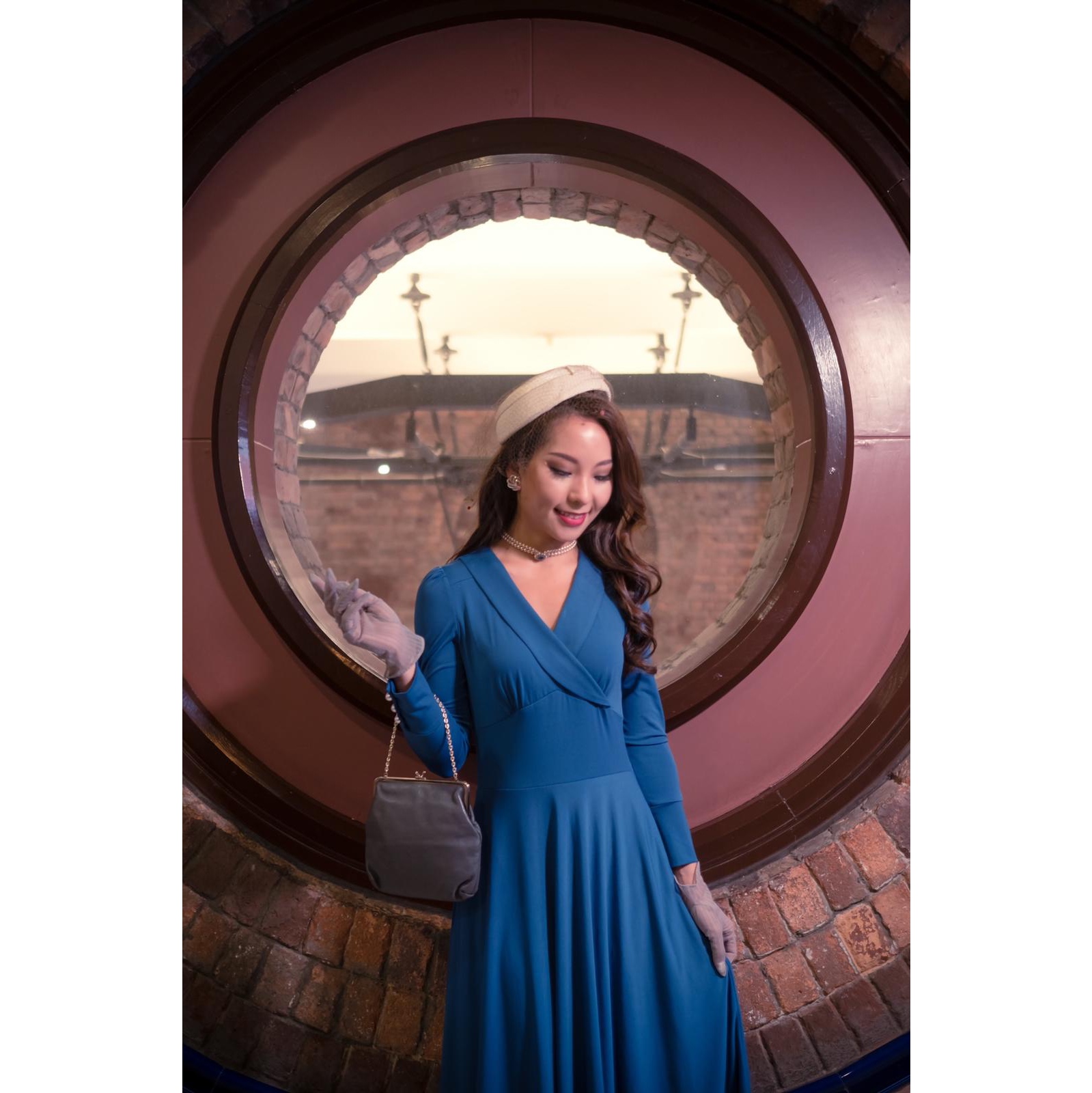 (Ready-Made)1940s War Time Romance Swing Dress-Peacock Blue (FM121)