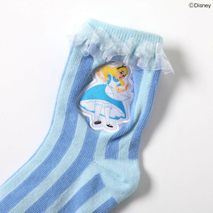 🇯🇵預訂 日本直送🇯🇵Apres les cours x 愛麗絲系列兩色人物貼花薄紗荷葉邊襪子