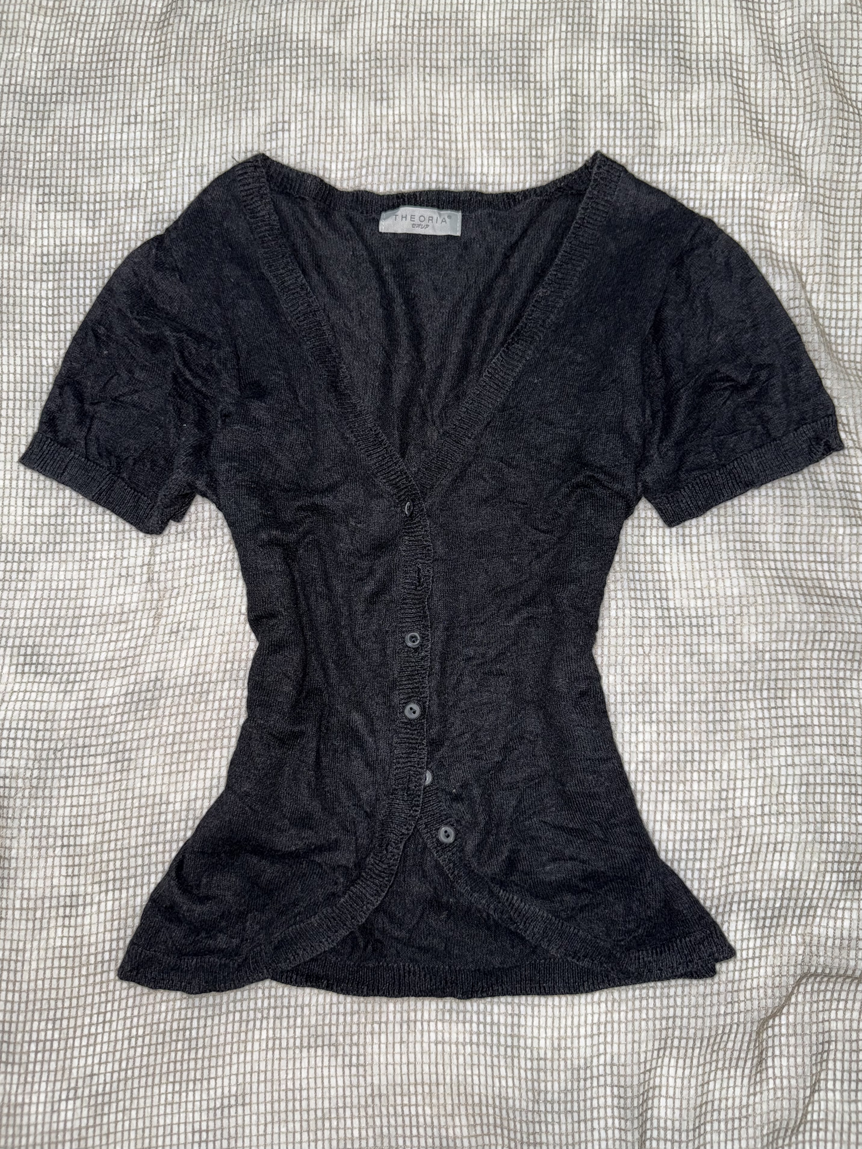 [On Sale]Black Knitted Button Cardigan 