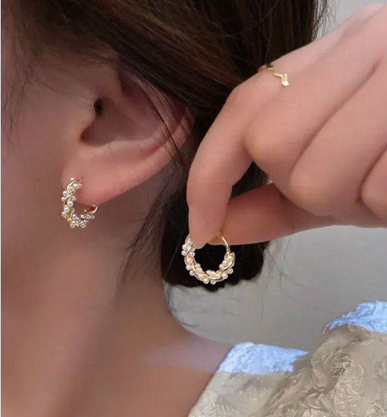 Simple Style Ring Faux Pearl Earrings