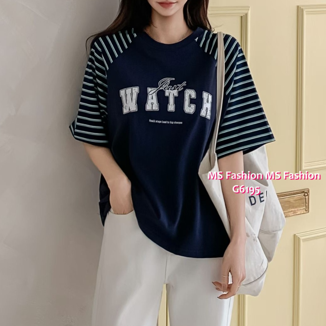 G6195 韓國🇰🇷條子袖字母top