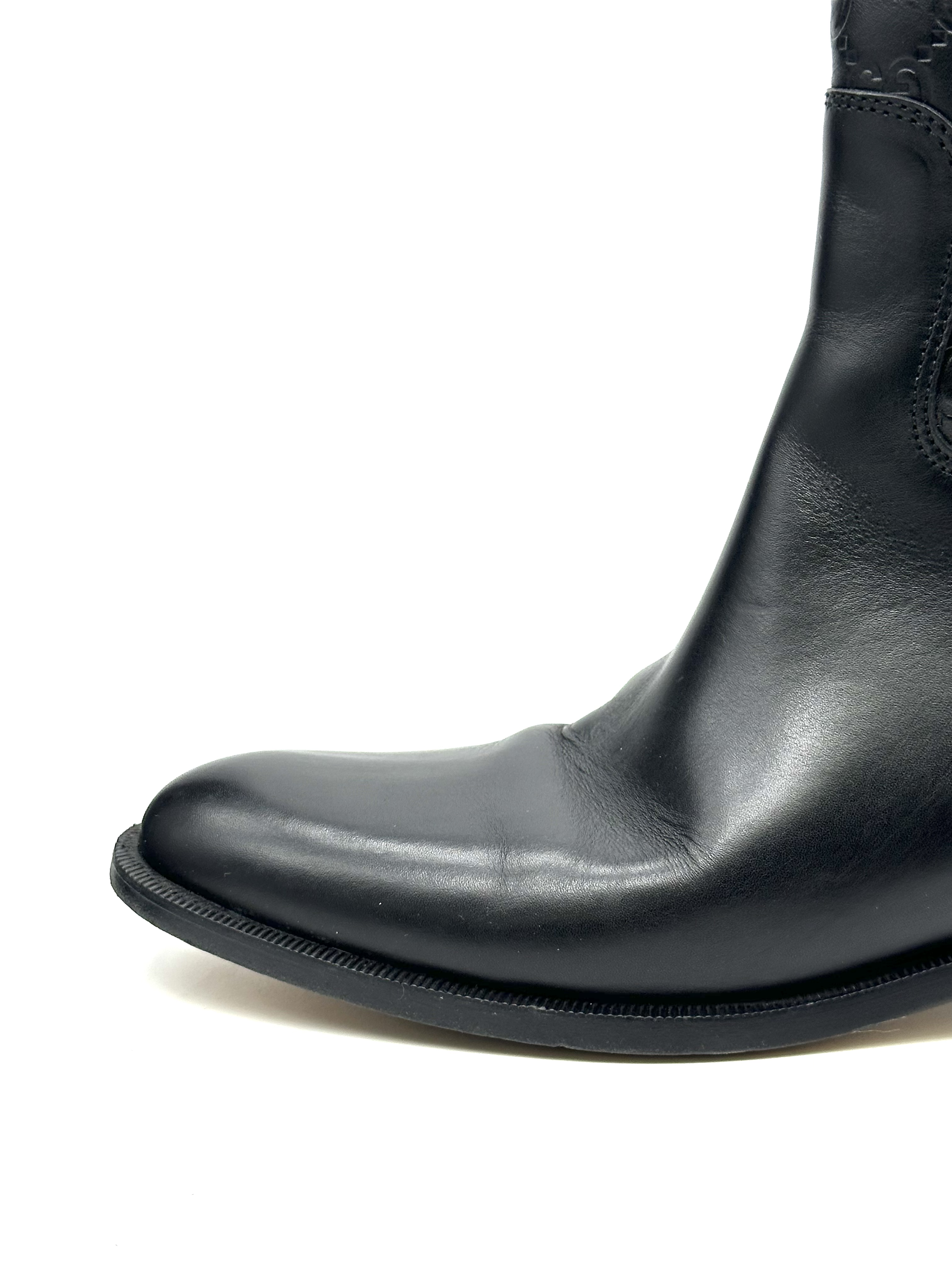 Pre-owned Gucci black Guccissima leather 85th anniversary knee-length boots / Product Code: 26040408