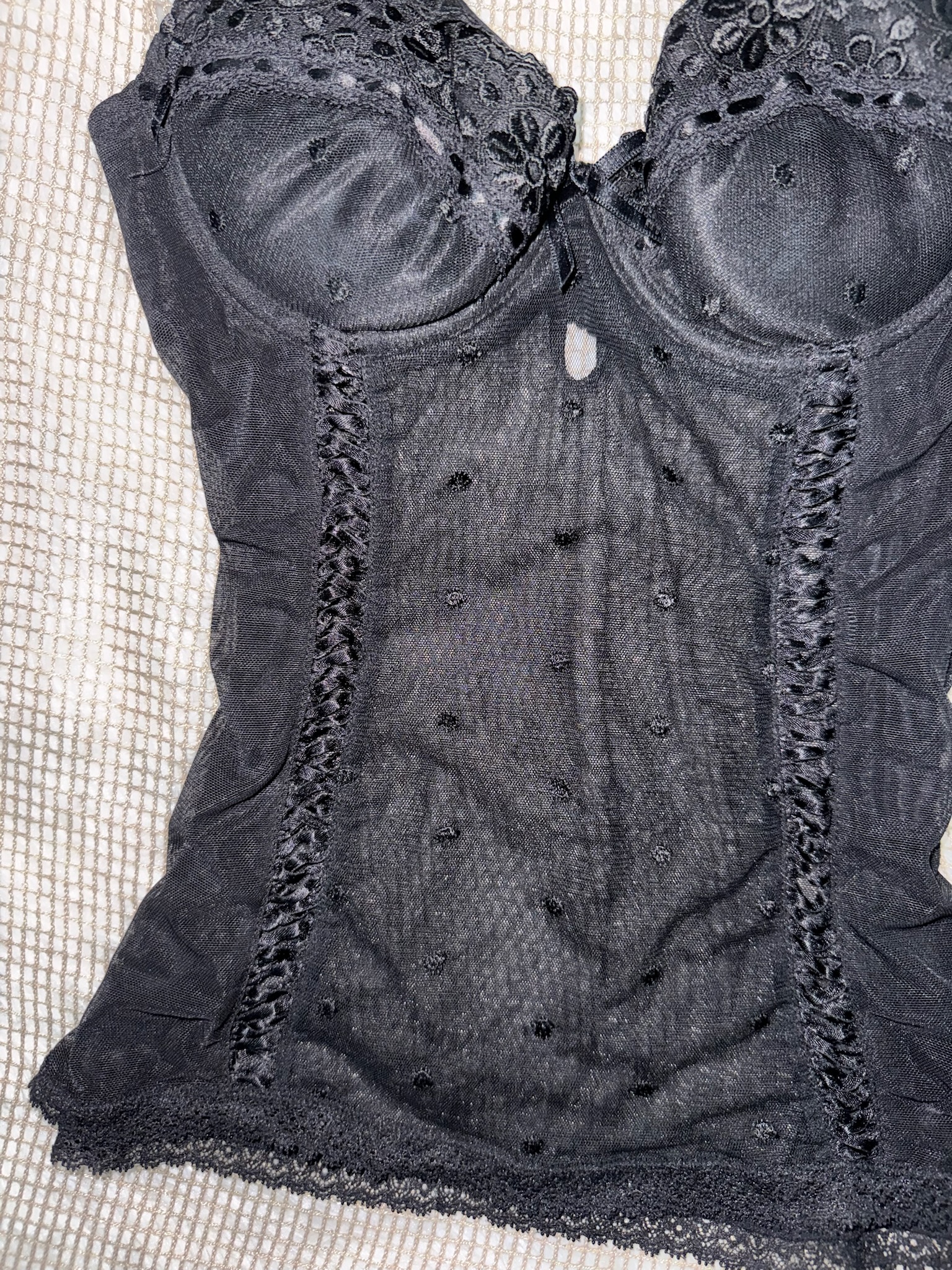 Black Underwire Mesh Basque