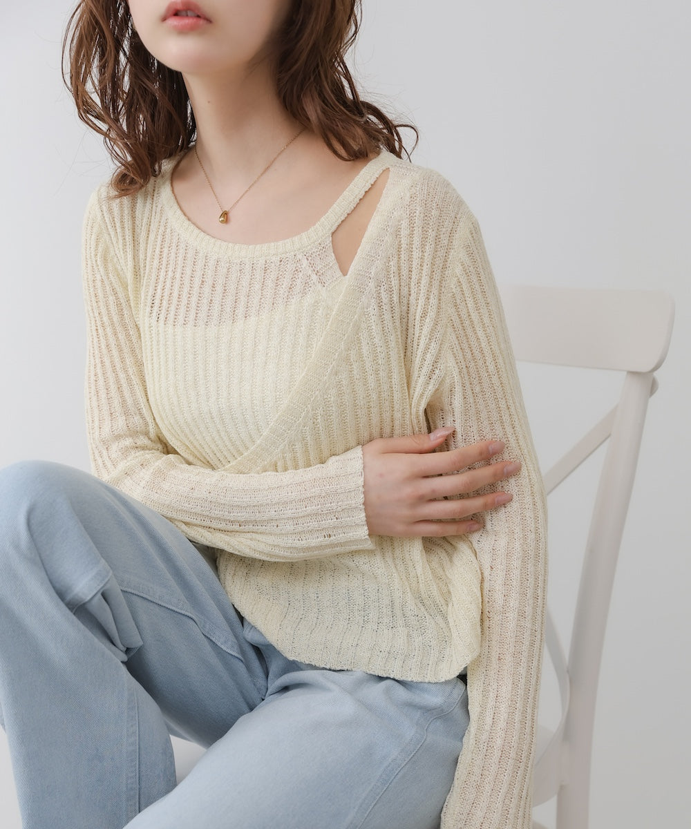 <JP>一件穿出層次感～ Layered Button Knit Top* 3色入 <預購>