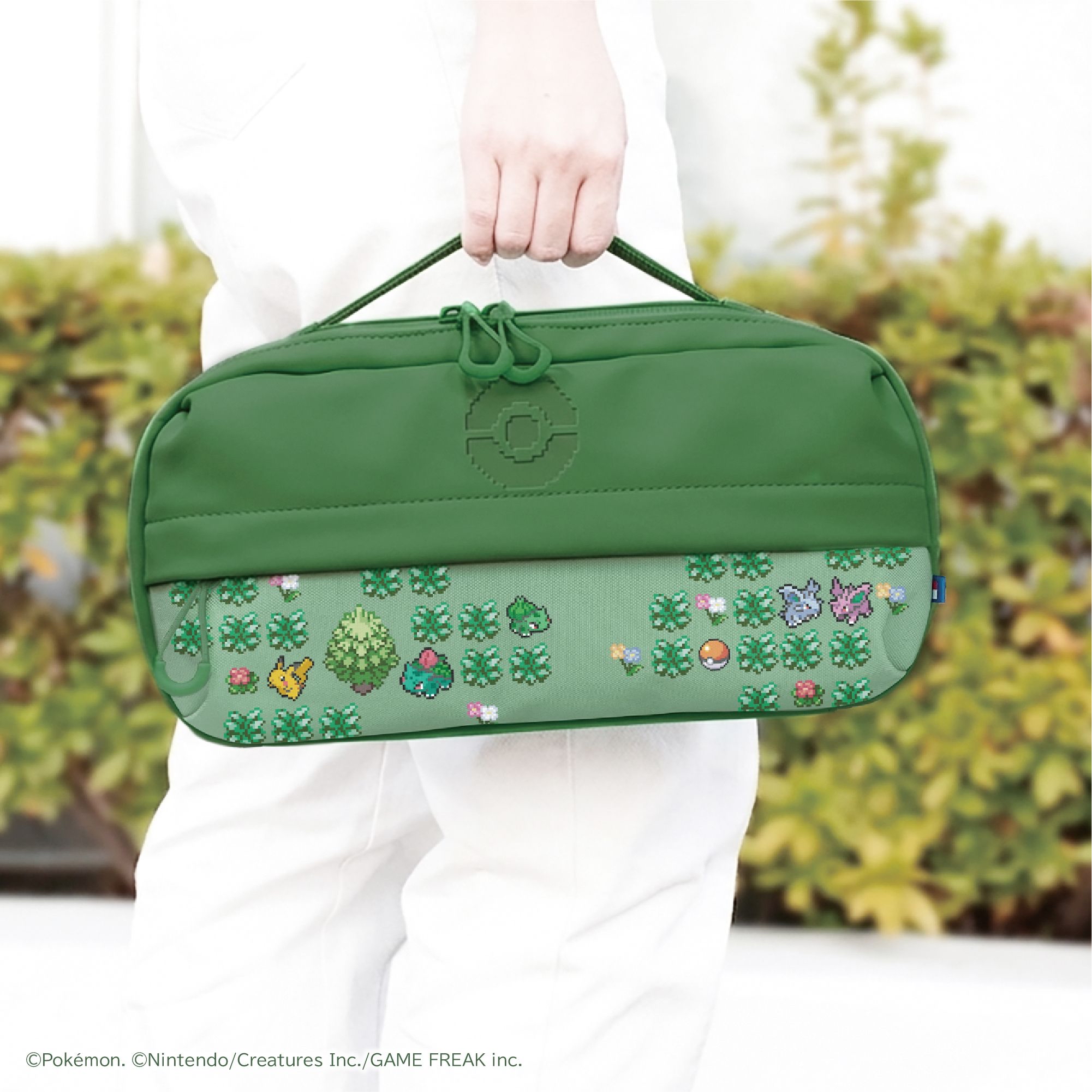 HORI NS2 單肩包 寶可夢像素風綠 (NSX-216)        HORI NS2  Shoulder Bag Pokémon Pixel Art Green (NSX-216)