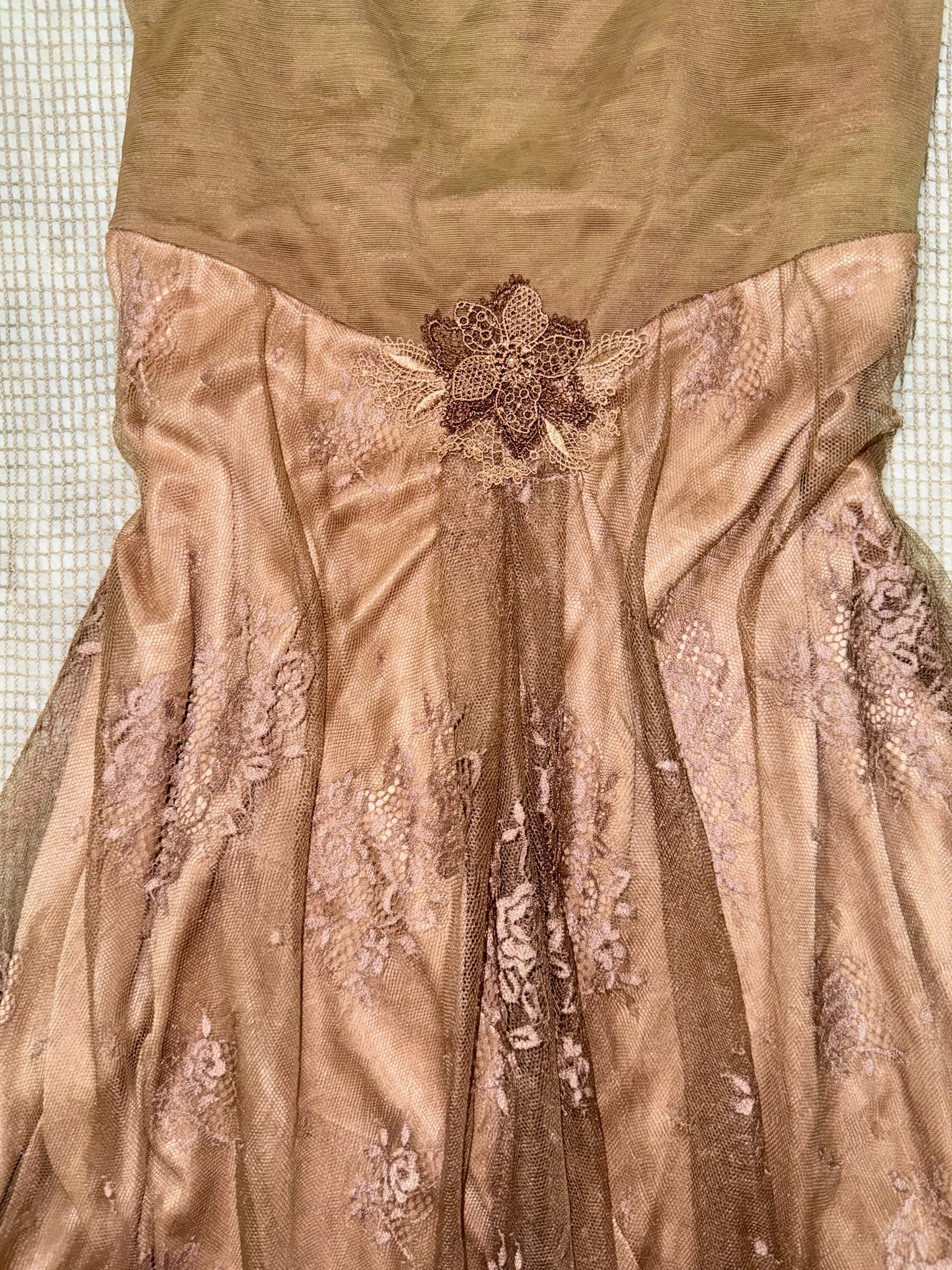 Fairycore Pink Lace Slip Dress with 3D Flower Detail
