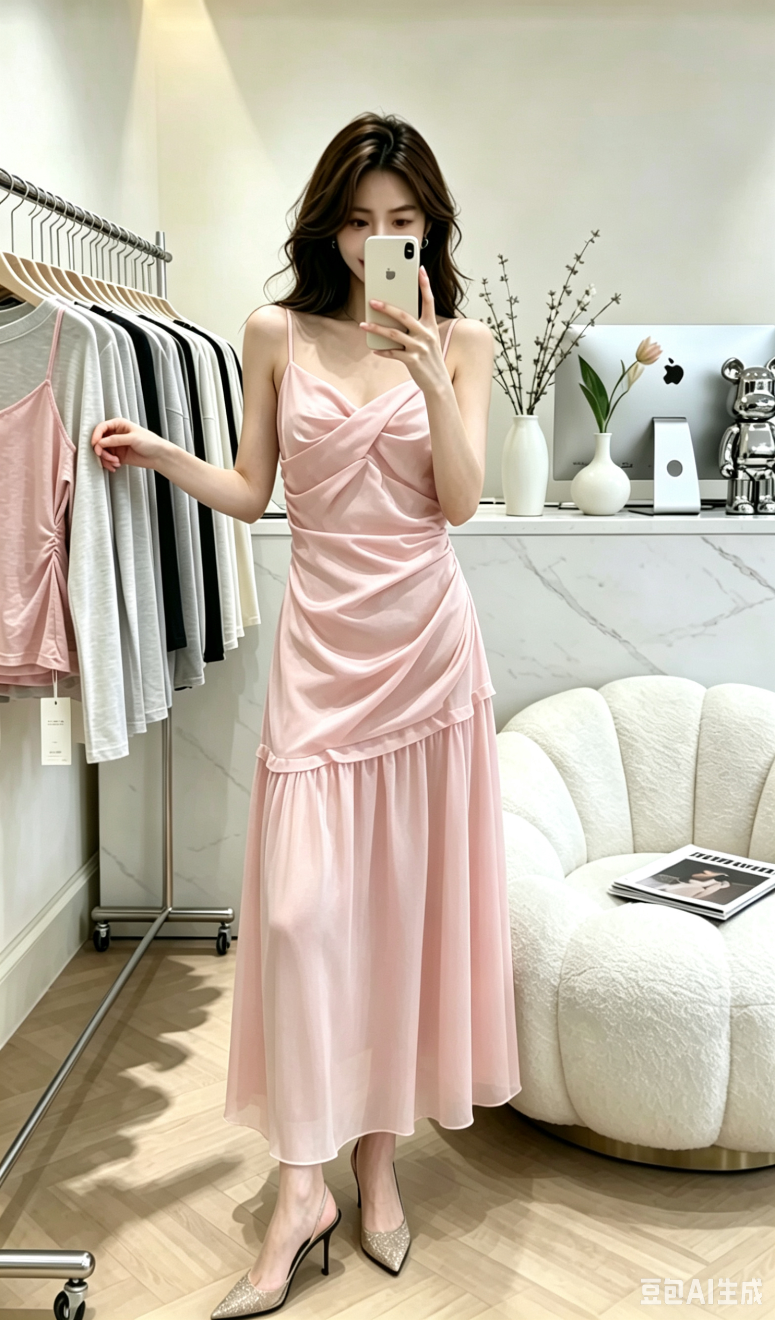 4461 Lace Hem 垂坠感拼接礼服裙
