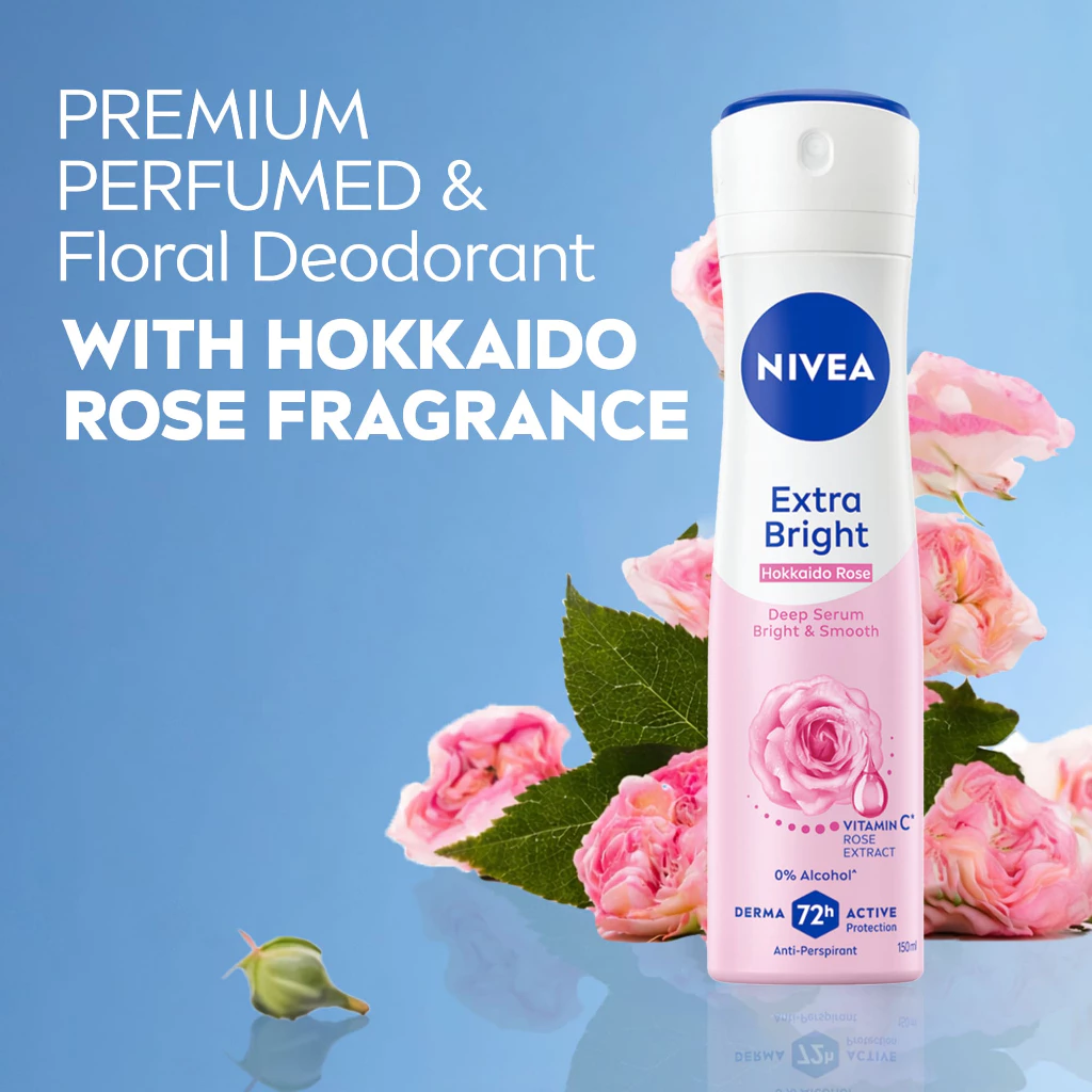Nivea Women Deodorant Spray 150ml - Extra Bright Hokkaido Rose