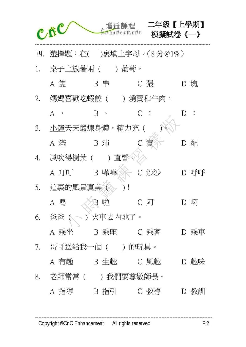模擬試卷 (二年級)