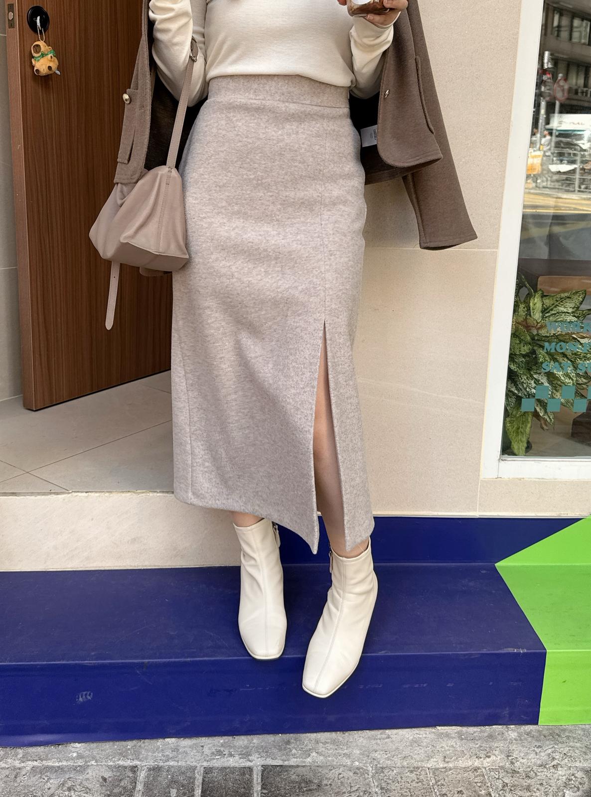 【上班/休閒】簡約毛呢氣質半裙
