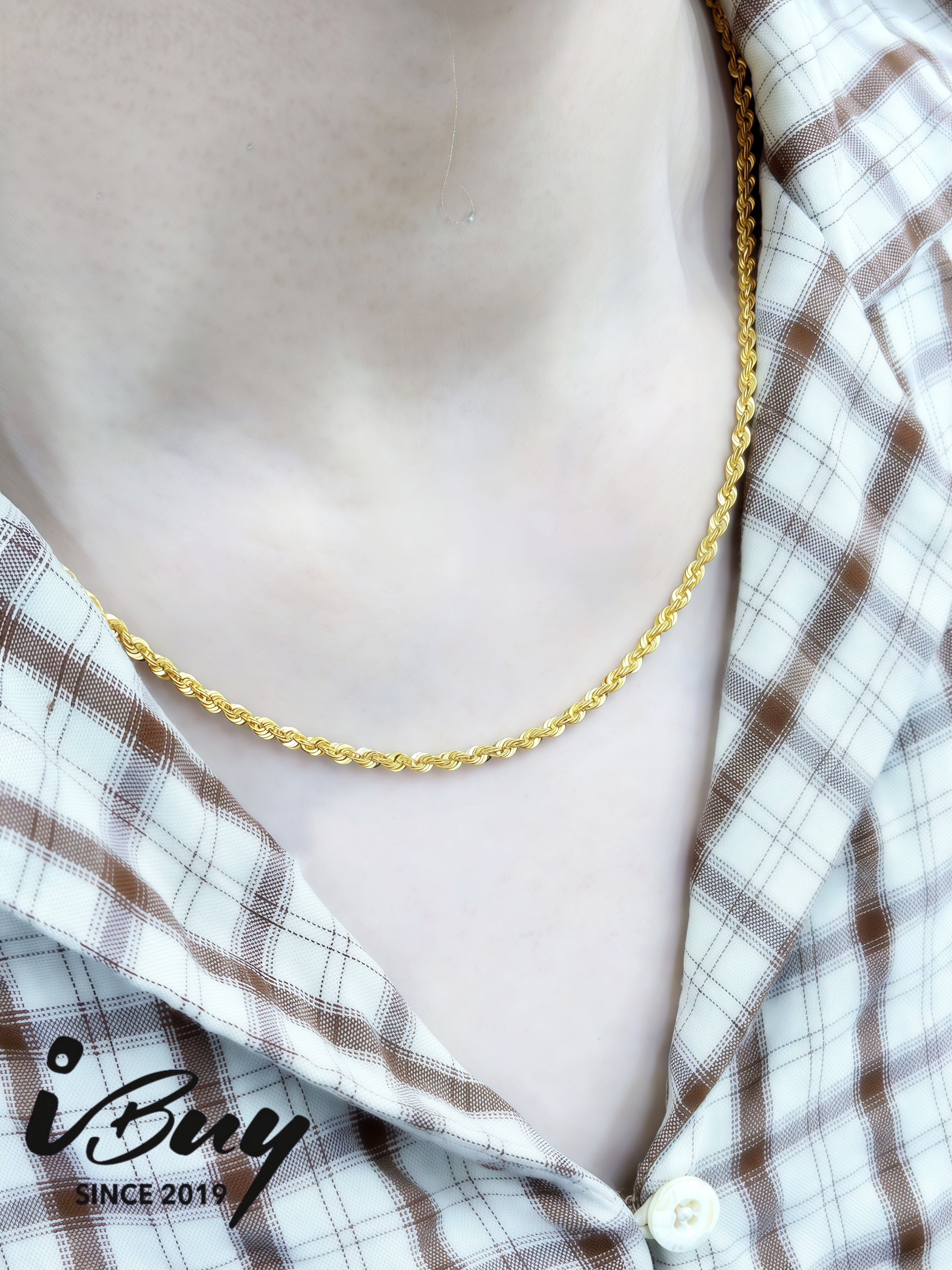 916 GOLD HOLLOW ROPE NECKLACE (030) 916 金 空心麻绳项链 (030)