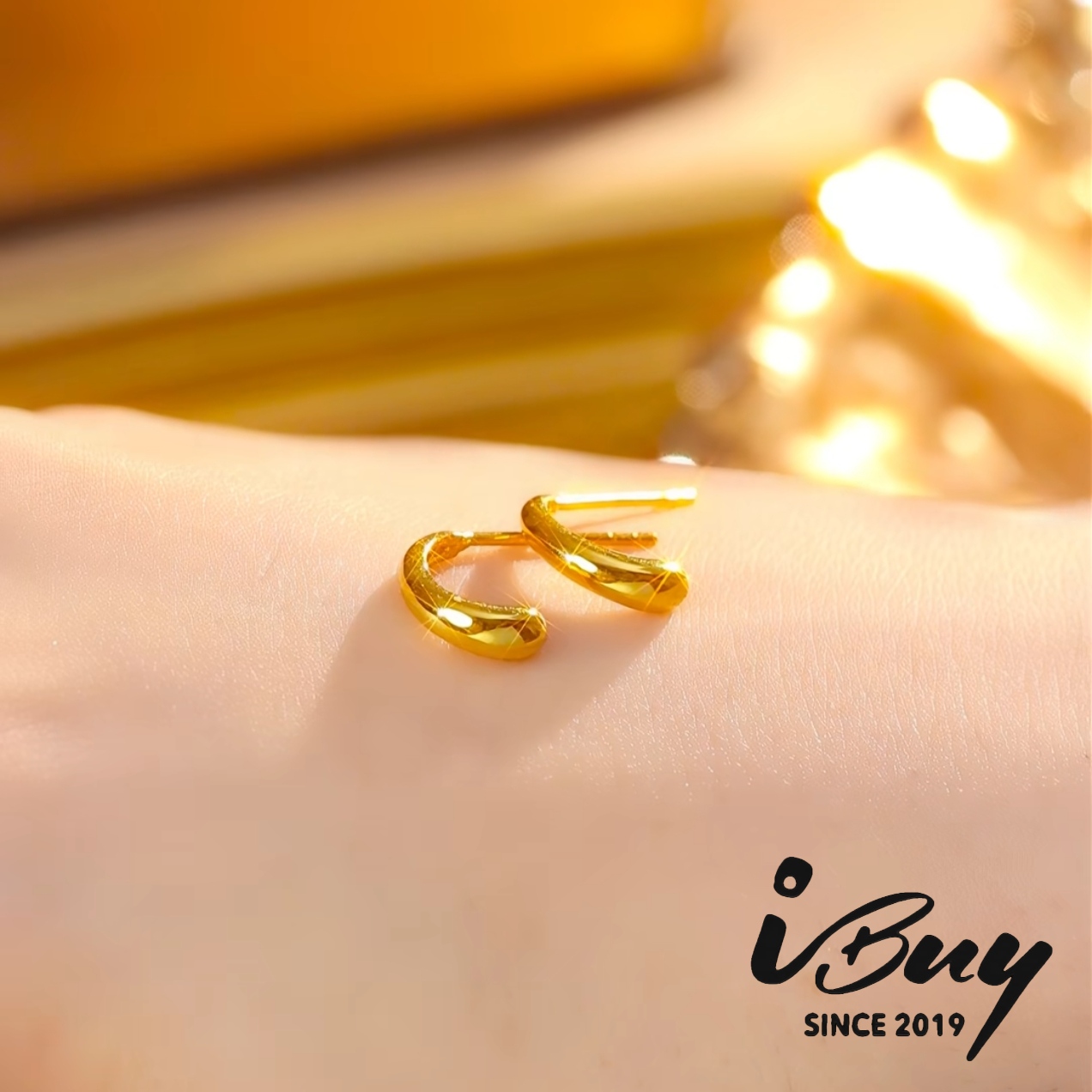 999 GOLD SMOOTH SEMI-CIRCLE EARSTUD 999 金 光身半圆耳钉