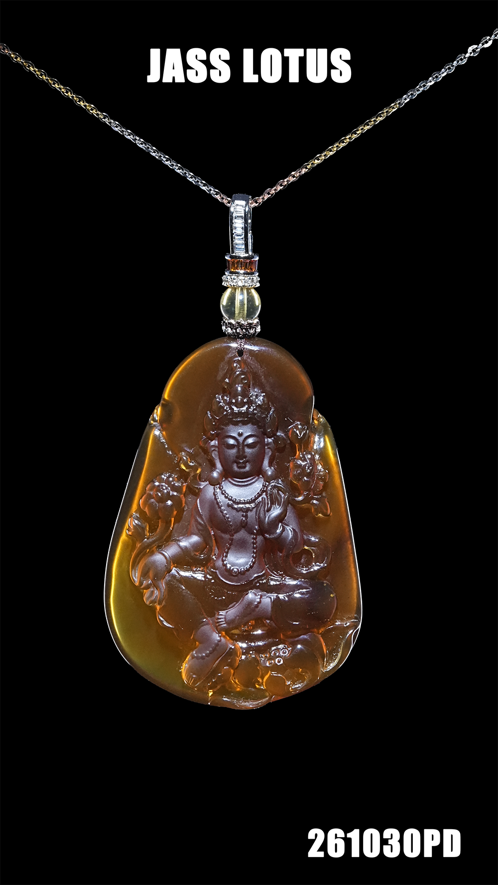 緬甸天然琥珀紫羅蘭珀雕刻渡母吊墜