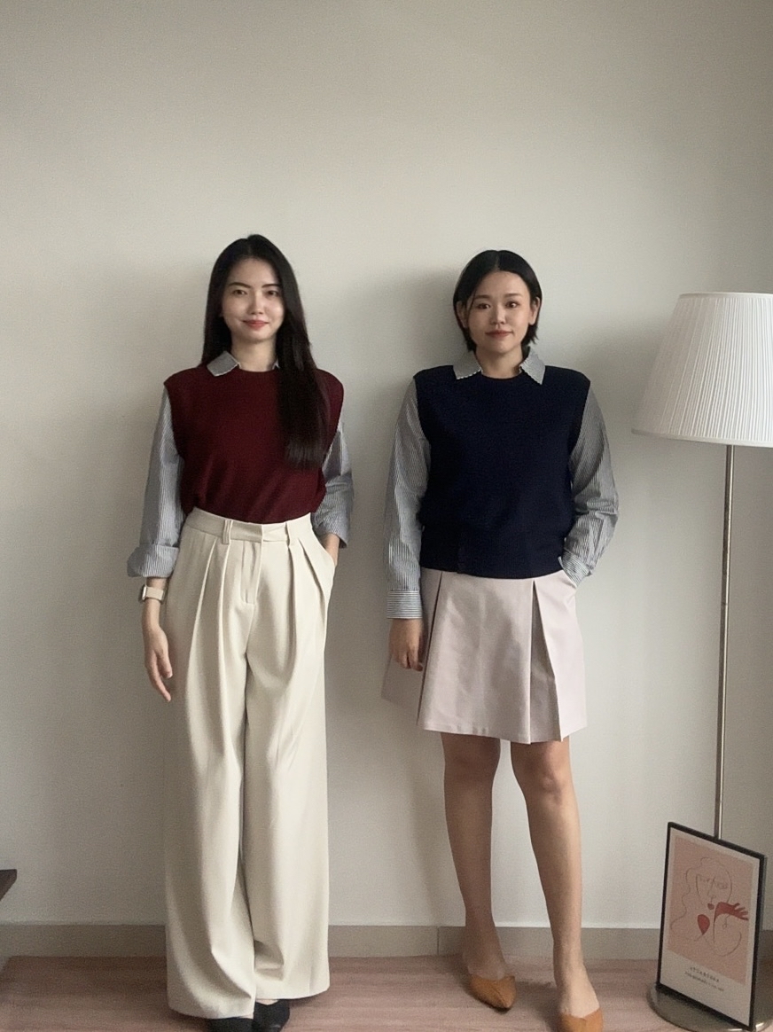 T4440 Fake Two-Pieces Knit Vest with Shirt - 3 Colors 