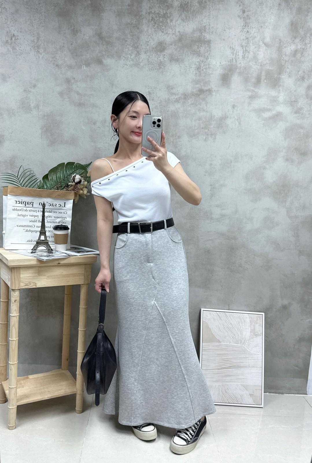 G15 斜膊鍋釘棉質Top