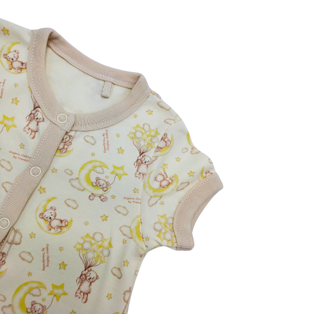 Trendyvalley Organic Cotton Short Sleeve Short Pant Baby Romper (BEAR BALLOON)