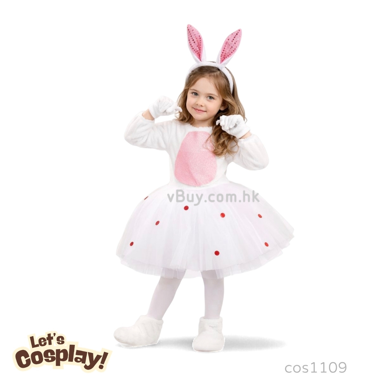 Lets Cosplay 兔仔公主Cosplay服裝 Rabbit Costume 兔子扮演服 龜兔賽跑造型服裝 童話故事服裝 動物造型衣服 女童角色扮演（cos1109）